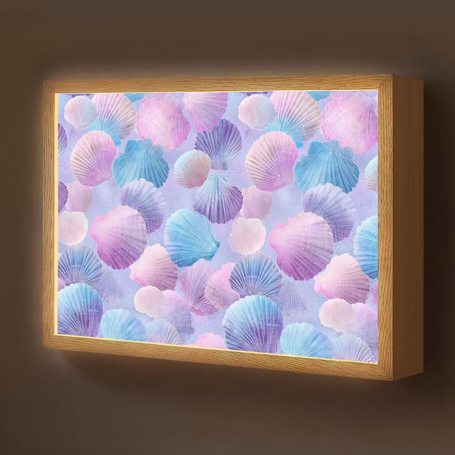 Schelpen - Paars - Blauw - Patroon Light Box met batterij (Wandlamp kind) middel -z3d_website