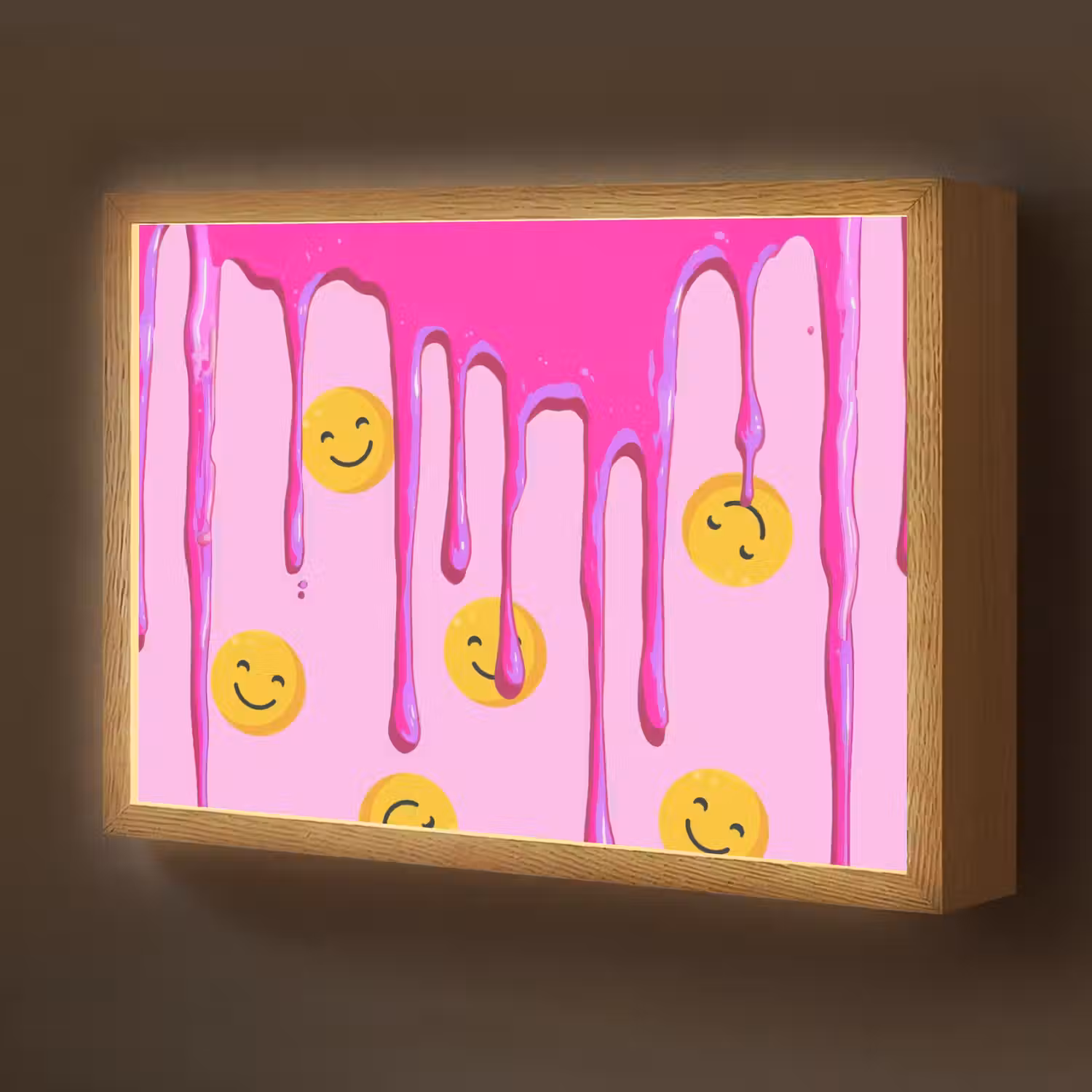 Smiley - Roze - Glazuur Light Box met batterij (Wandlamp kind) middel -z3d_website