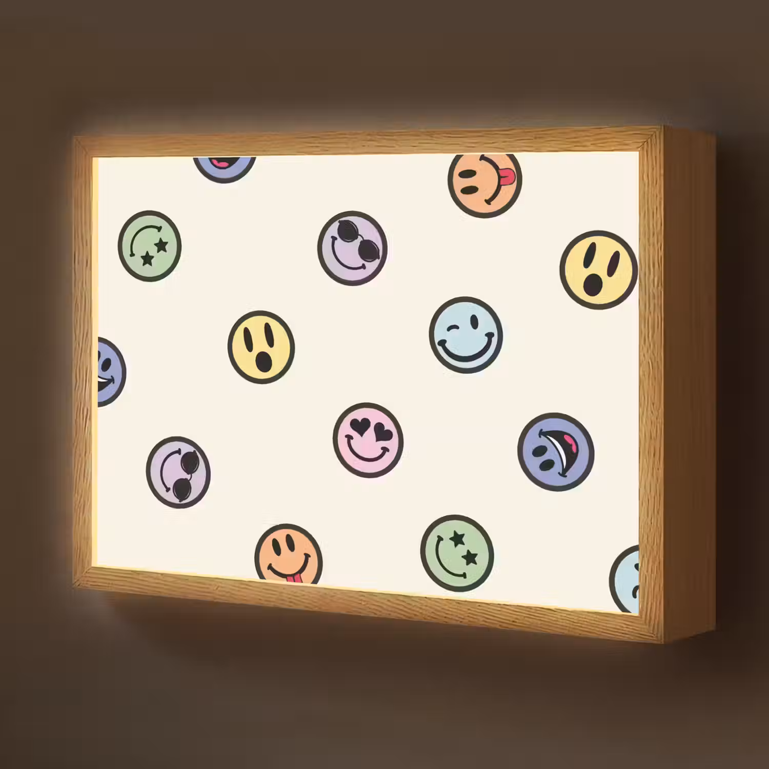 Smileys - Kleurrijk - Grappig Light Box met batterij (Wandlamp kind) middel -z3d_website