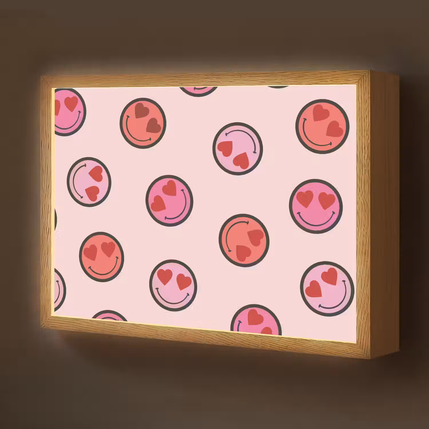 Smileys - Hartjes - Roze Light Box met batterij (Wandlamp kind) middel -z3d_website