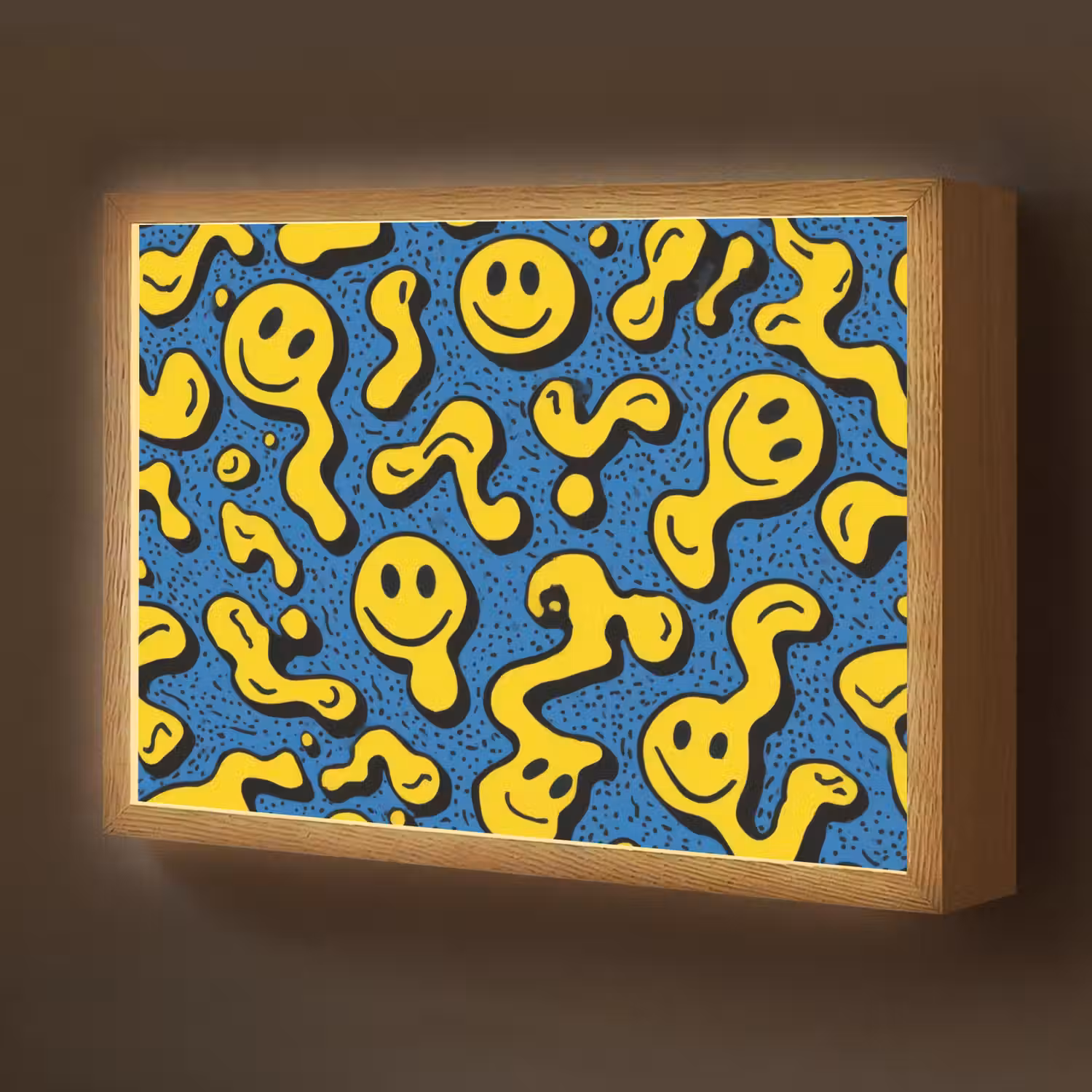 Smileys - Geel - Blauw Light Box met batterij (Wandlamp kind) middel -z3d_website