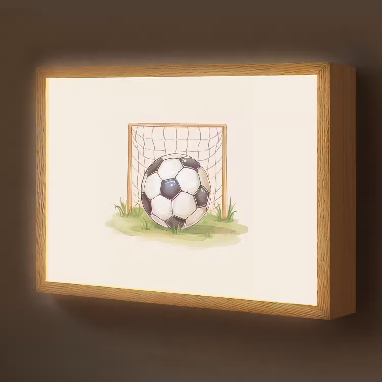 Voetbal - Goal - Gras - Beige Light Box met batterij (Wandlamp kind) middel -z3d_website