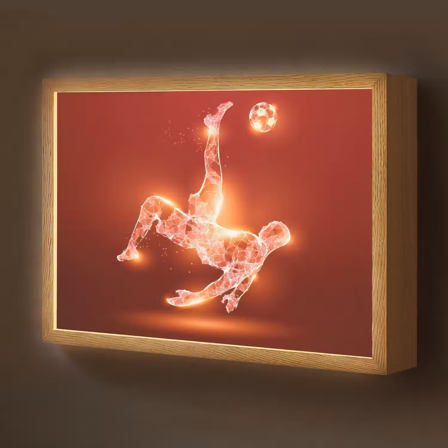 Voetballer - Omhaal - Rood - Neon Light Box met batterij (Wandlamp kind) middel -z3d_website