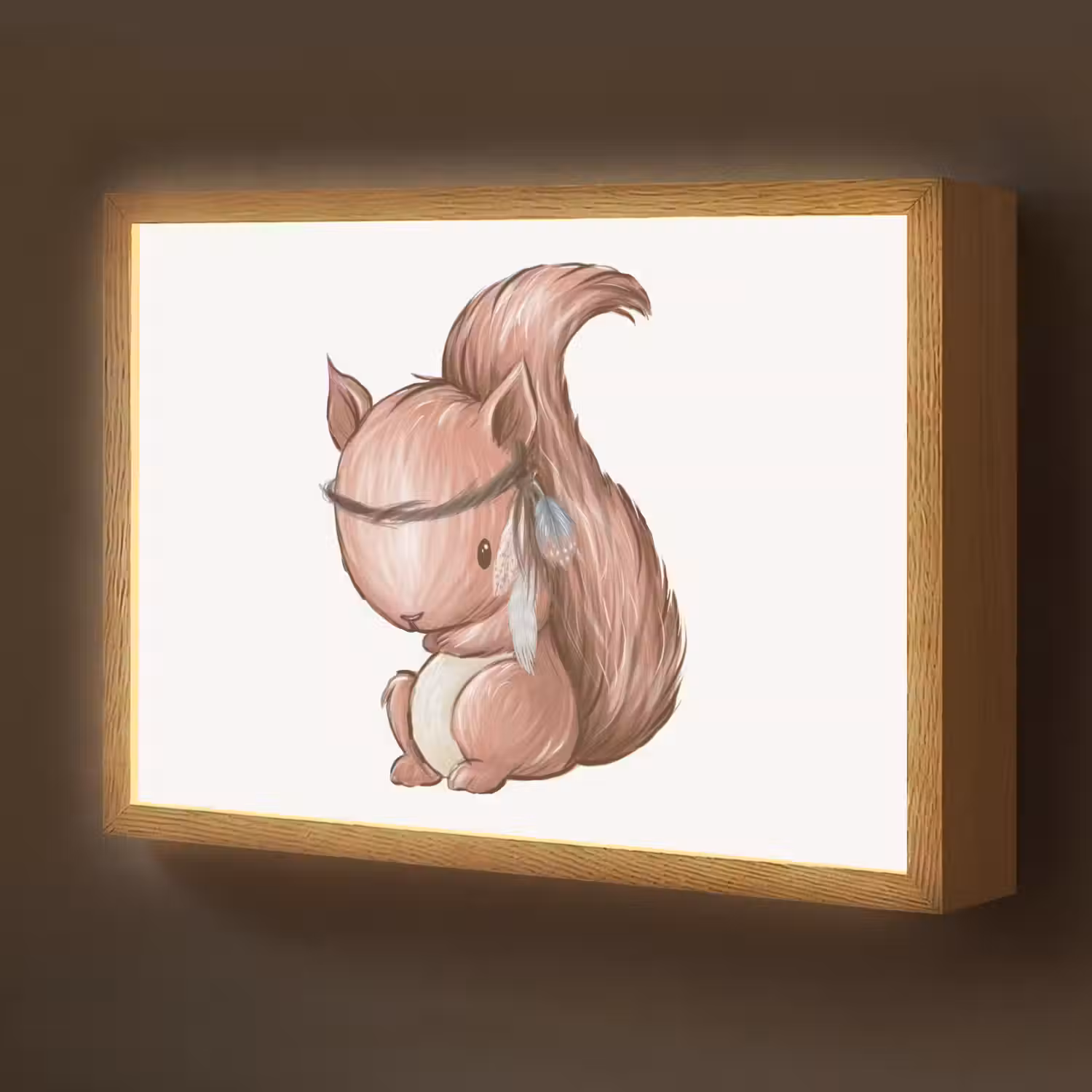 Eekhoorn - Dier - Bosdieren - Bruin Light Box met batterij (Wandlamp kind) middel -z3d_website