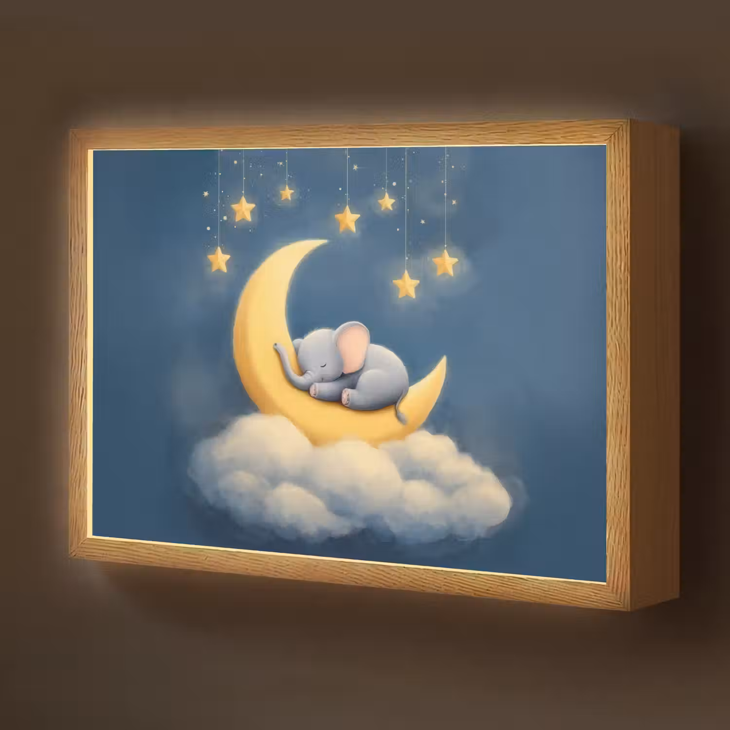 Sterren - Olifant - Maan - Wolken Light Box met batterij (Wandlamp kind) middel -z3d_website