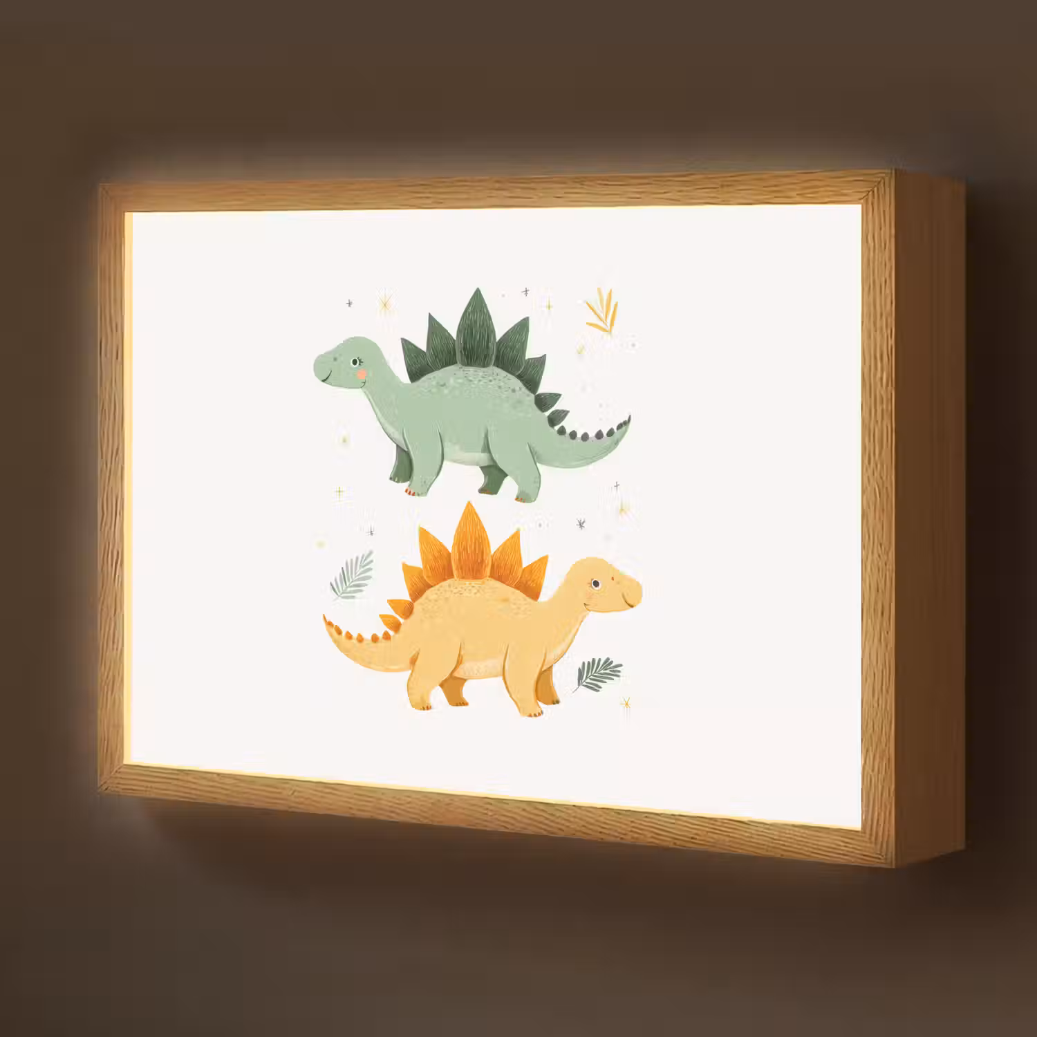 Sterren - Stegosaurussen - Blaadjes - Groen Light Box met batterij (Wandlamp kind) middel -z3d_website