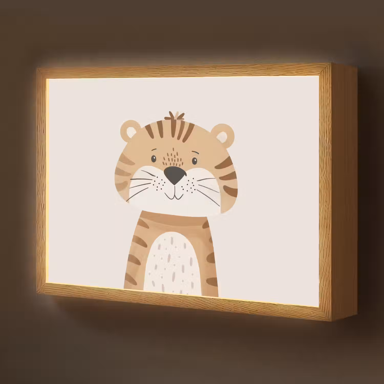 Tijger - Wilde dieren - Pastel Light Box met batterij (Wandlamp kind) middel -z3d_website