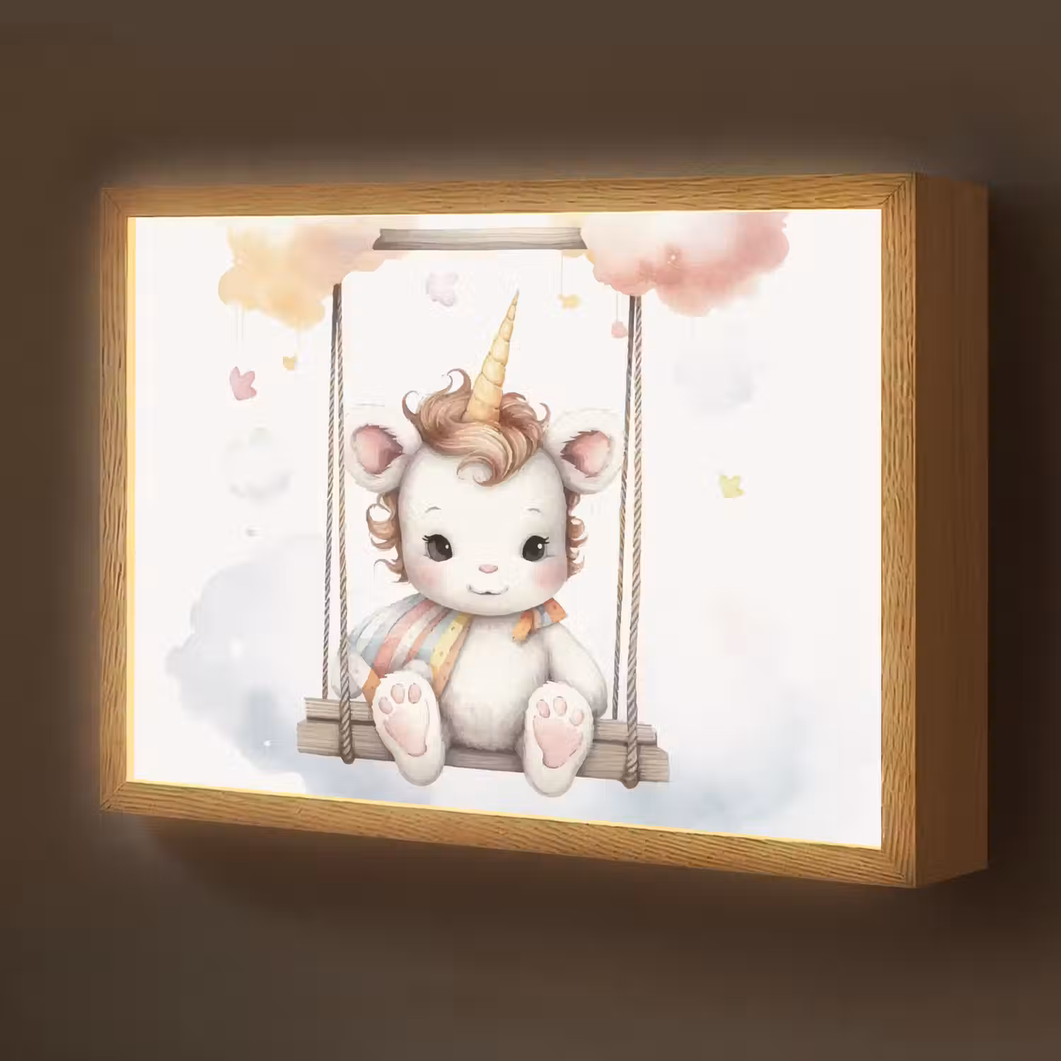 Eenhoorn - Dier - Kinderen - Unicorn Light Box met batterij (Wandlamp kind) middel -z3d_website
