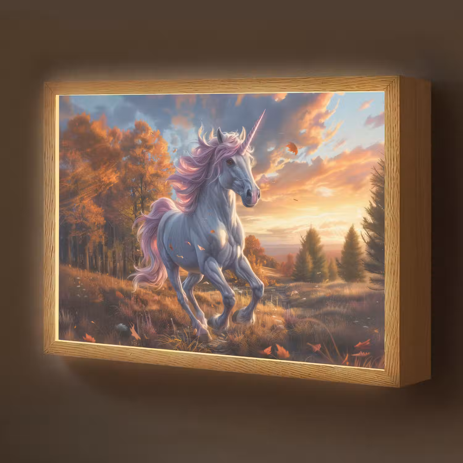 Eenhoorn - Sprookjes dier - Natuur - Meisjes Light Box met batterij (Wandlamp kind) middel -z3d_website