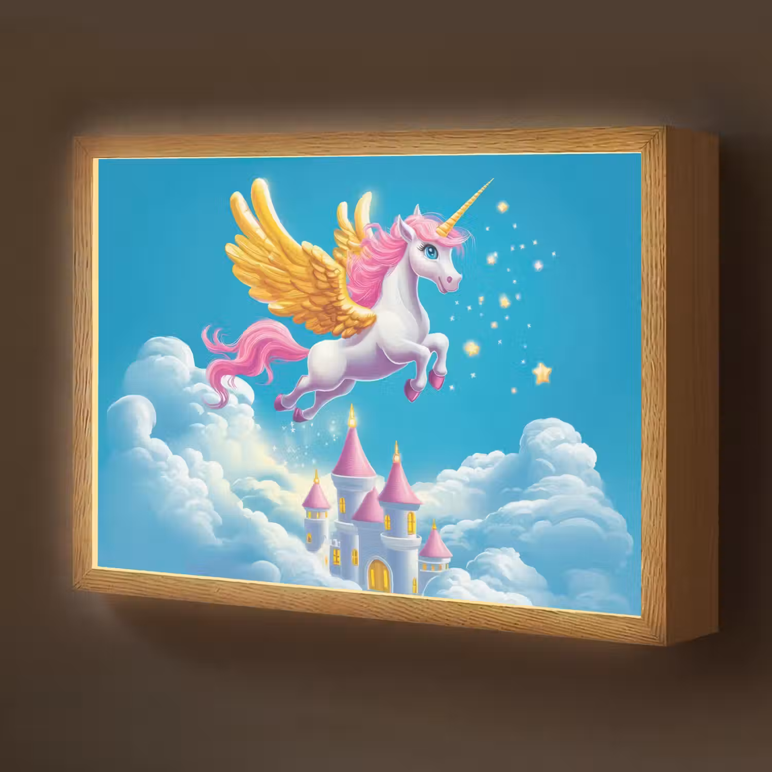 Eenhoorn - Fantasie - Kasteel Light Box met batterij (Wandlamp kind) middel -z3d_website