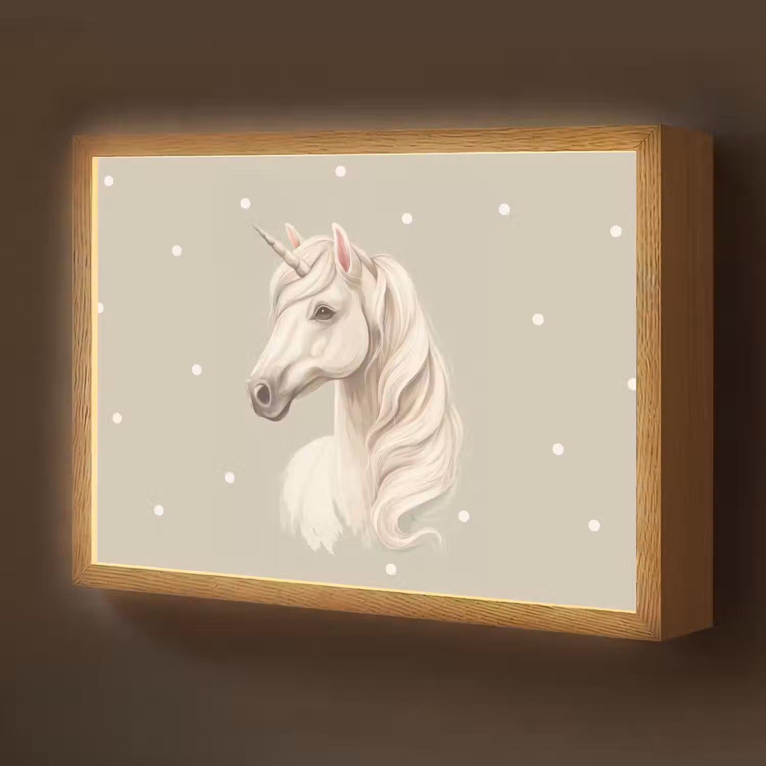 Eenhoorn - Wit - Stippen Light Box met batterij (Wandlamp kind) middel -z3d_website