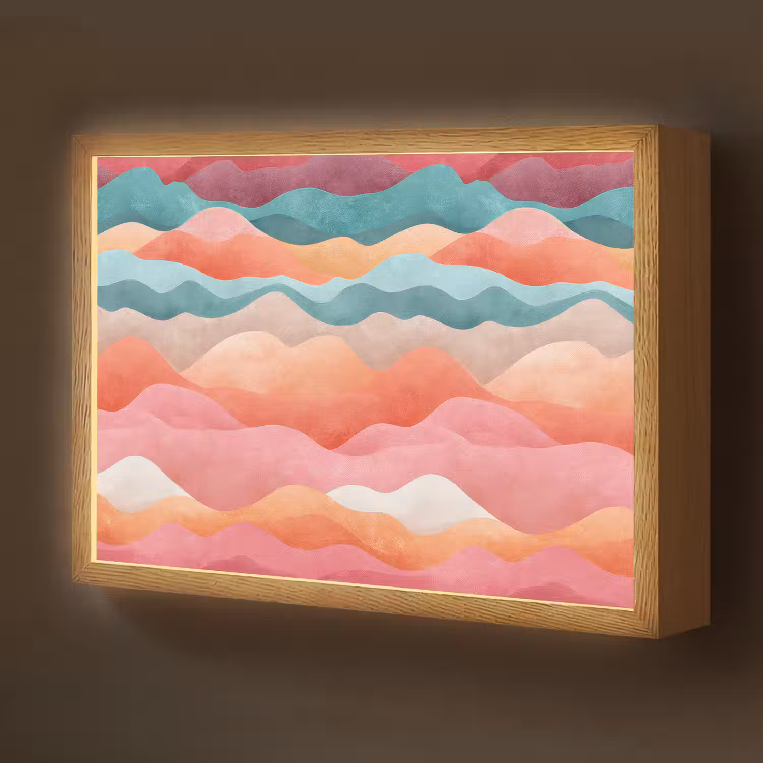 Golven - Kleurrijk - Abstract Light Box met batterij (Wandlamp kind) middel -z3d_website