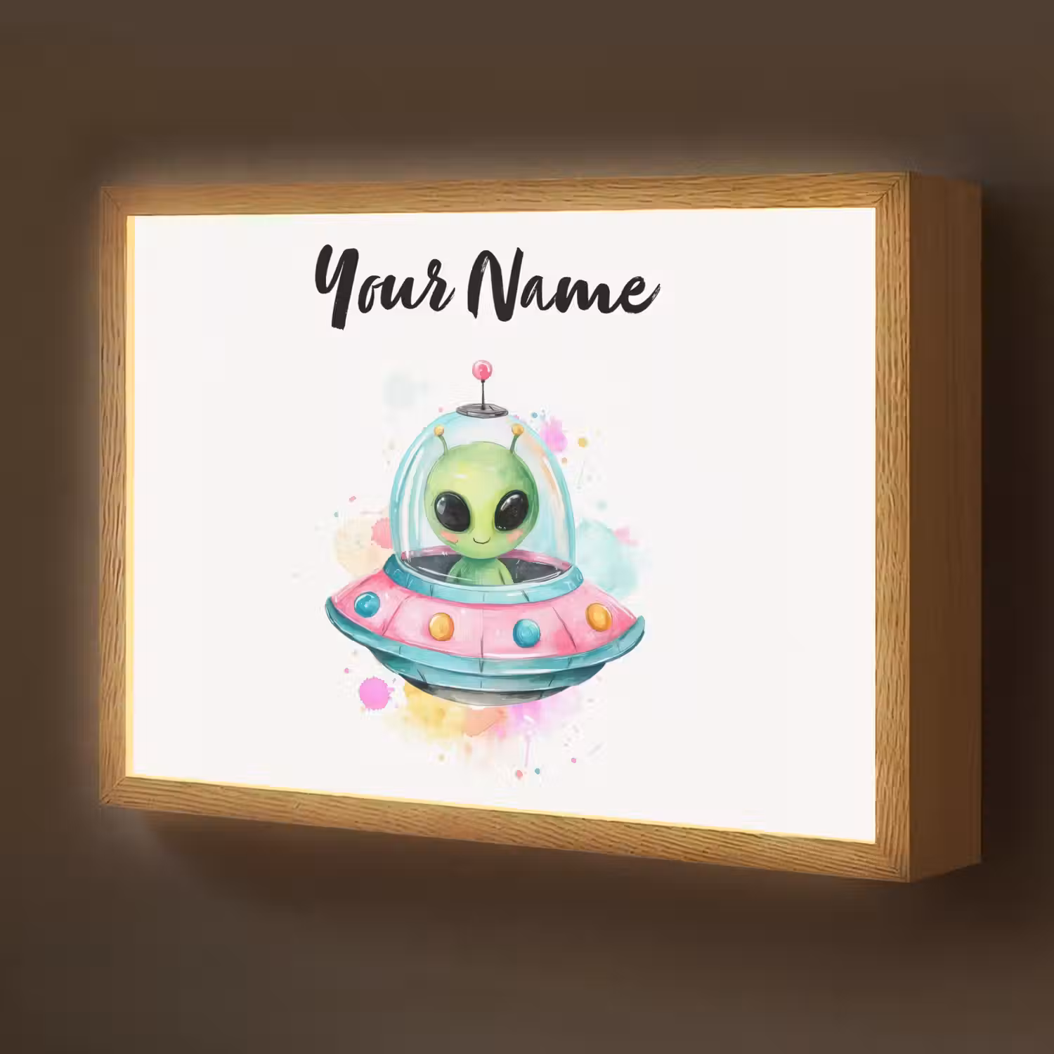 Alien - Ufo - Kleurrijk Light Box met batterij (Wandlamp kind) middel -z3d_website