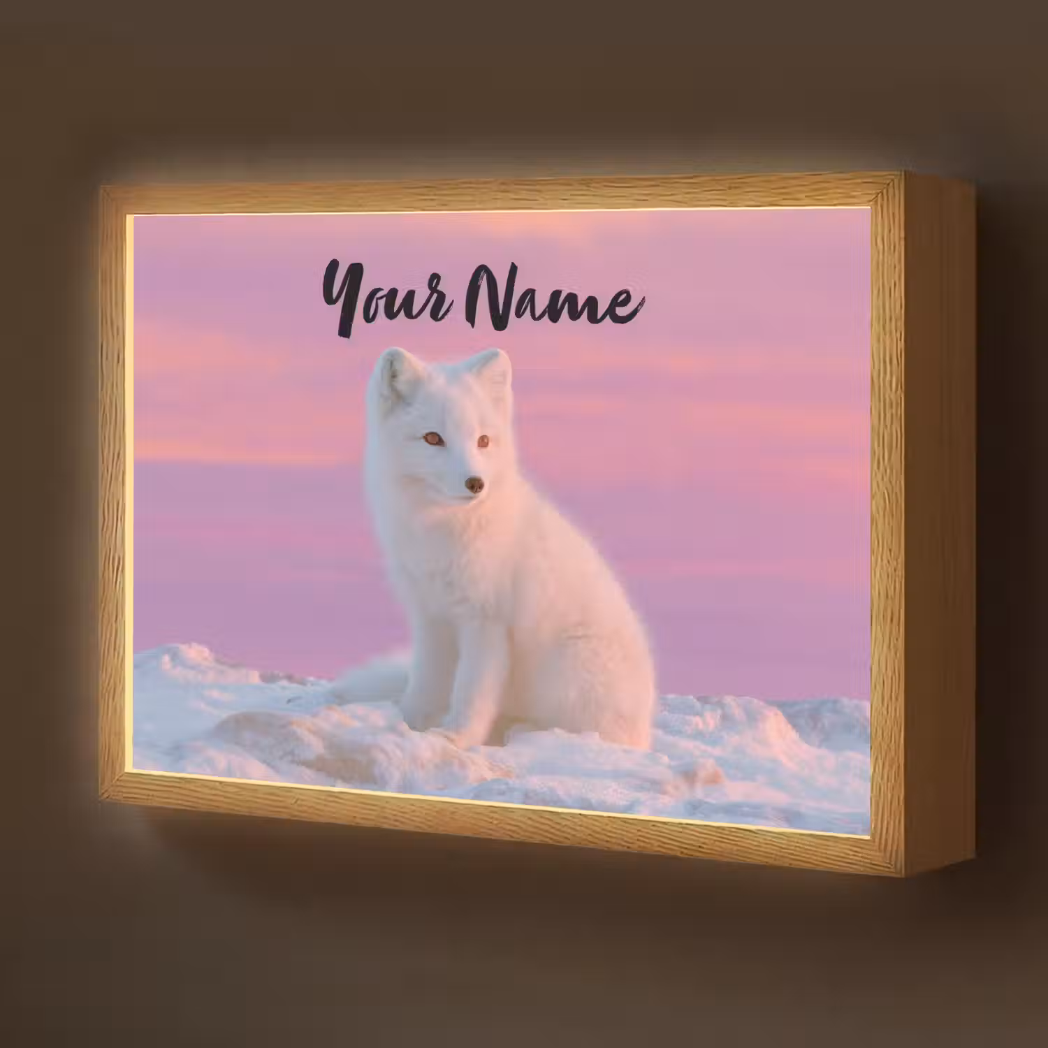 Poolvos - Sneeuw - Roze Light Box met batterij (Wandlamp kind) middel -z3d_website