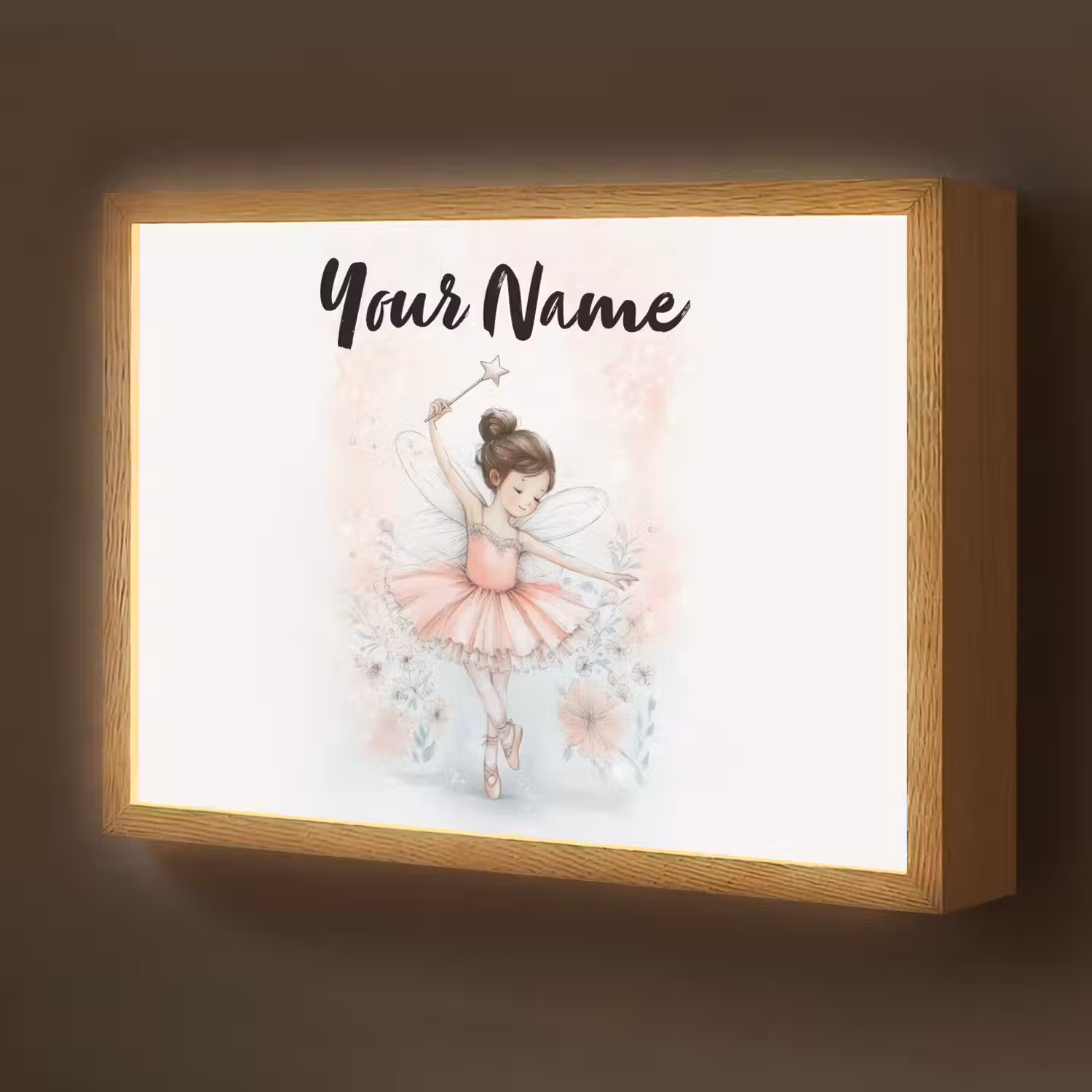 Ballerina - Fee - Roze Light Box met batterij (Wandlamp kind) middel -z3d_website