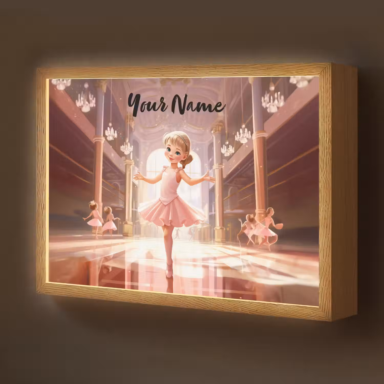 Ballerina - Meisjes - Roze - Kinderen Light Box met batterij (Wandlamp kind) middel -z3d_website