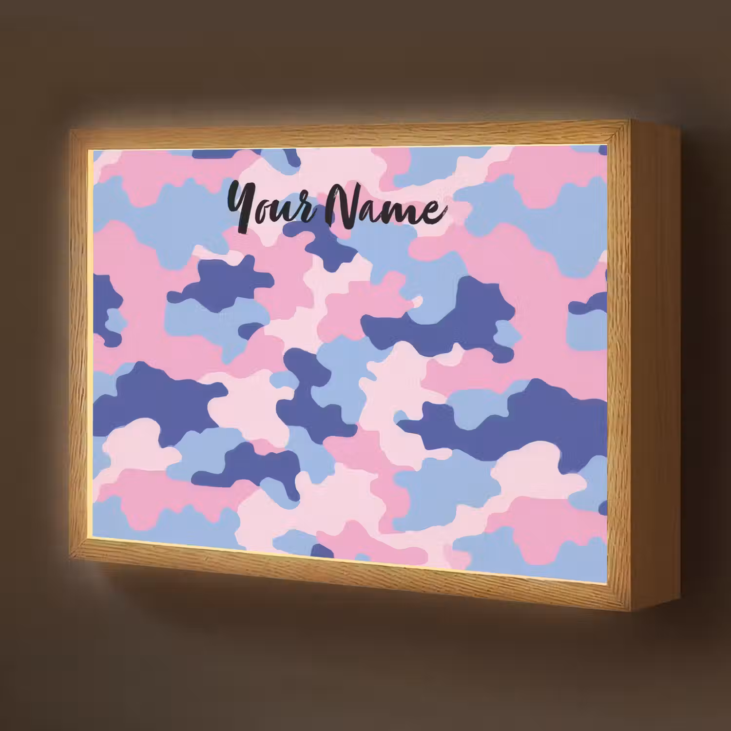 Camouflage - Roze - Blauw Light Box met batterij (Wandlamp kind) middel -z3d_website