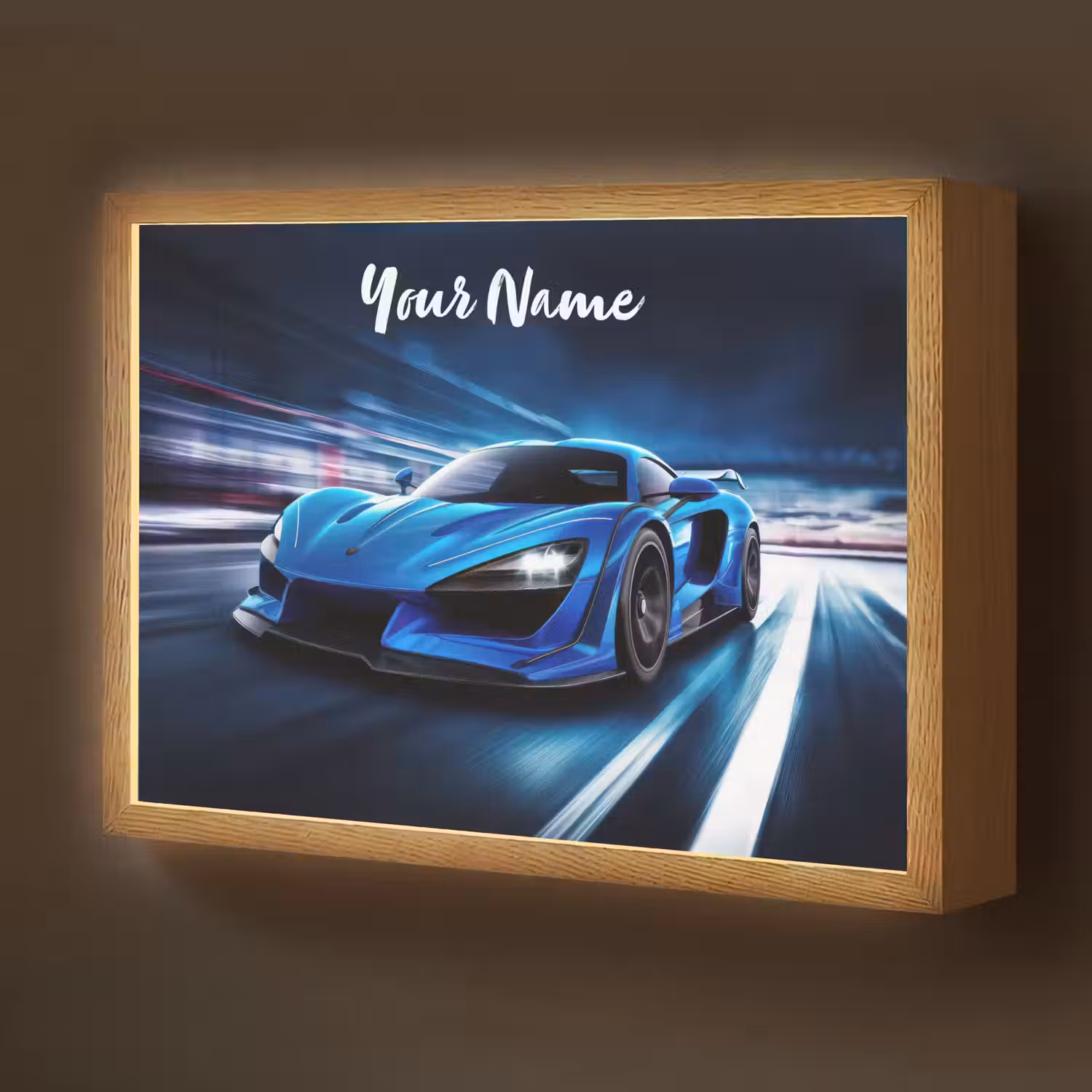 Auto - Blauw - Jongens - Kind Light Box met batterij (Wandlamp kind) middel -z3d_website