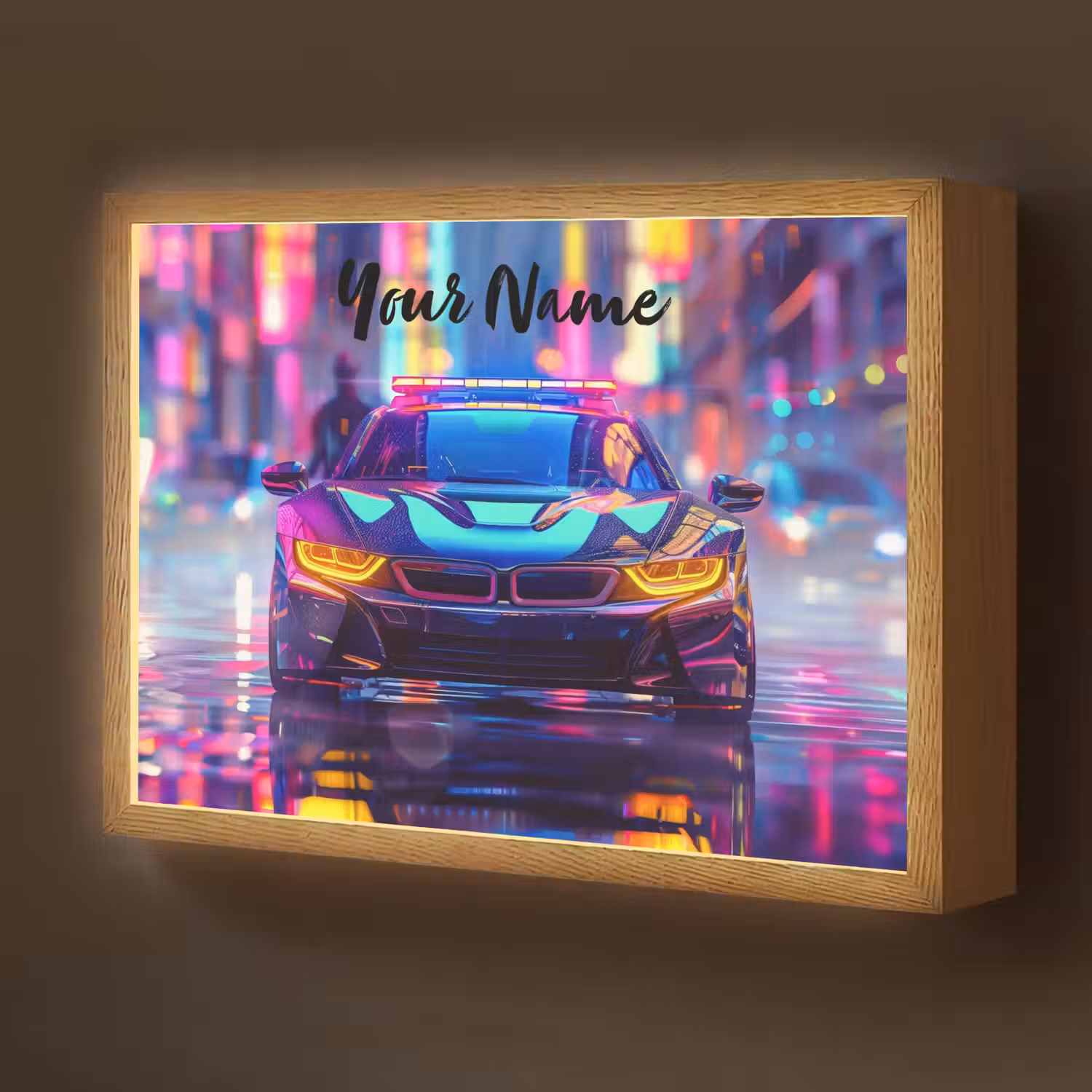 Auto - Politie - Stad - Jongens - Kleurrijk Light Box met batterij (Wandlamp kind) middel -z3d_website