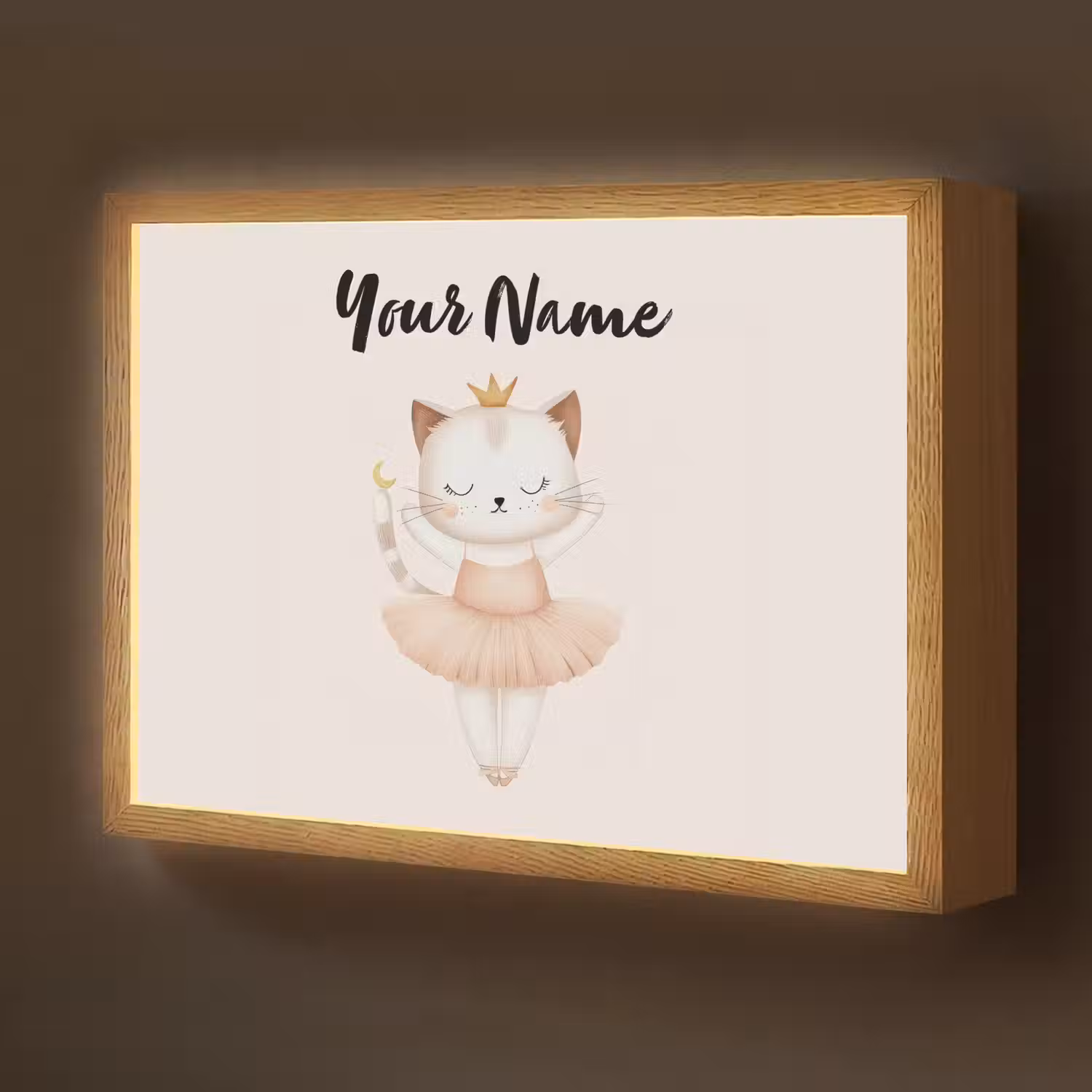 Kat - Minimalistisch - Tutu - Kroontje Light Box met batterij (Wandlamp kind) middel -z3d_website