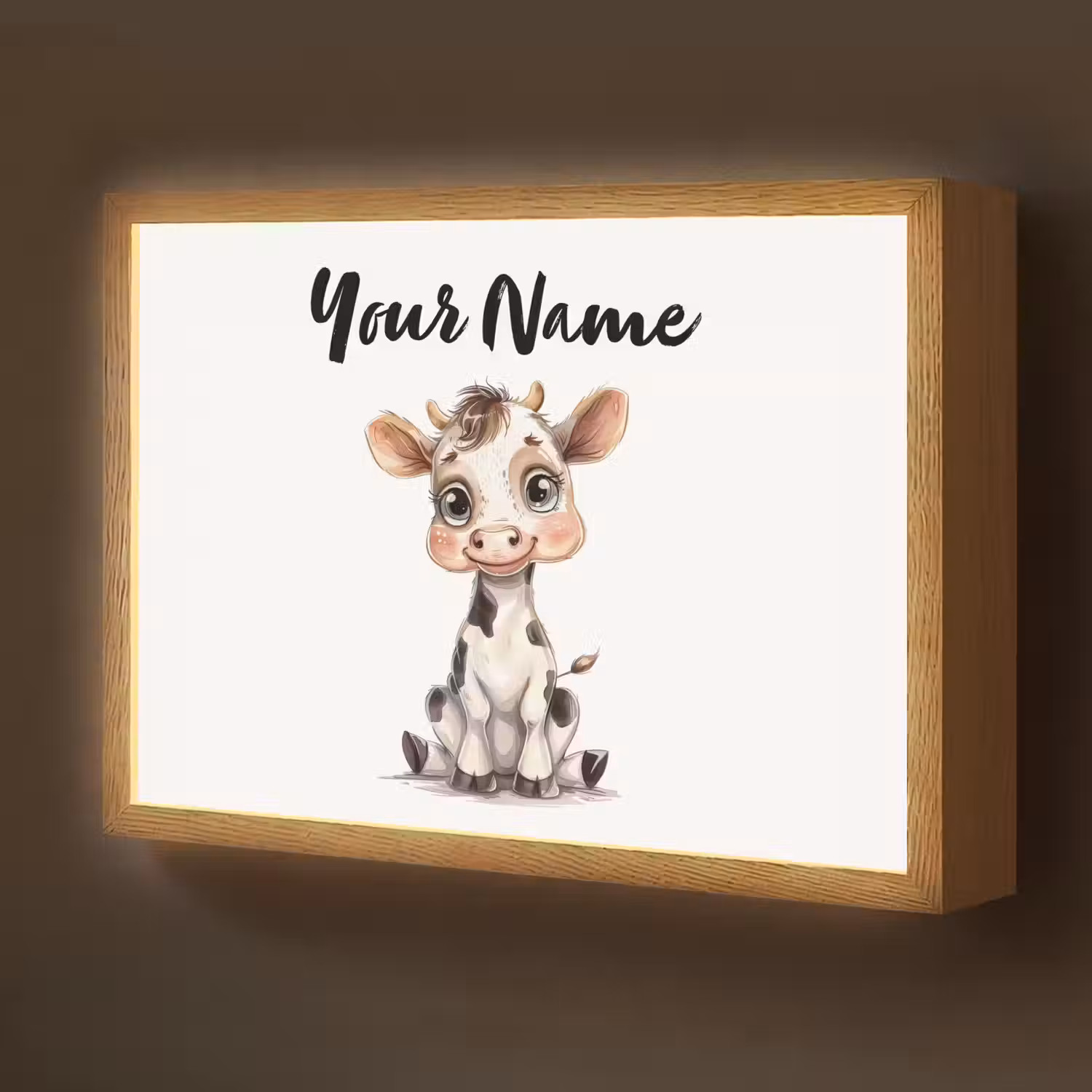 Koe - Baby dier - Boerderij dieren Light Box met batterij (Wandlamp kind) middel -z3d_website