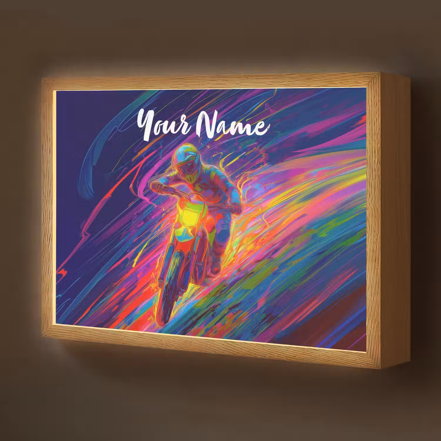 Crossmotor - Neonkleuren - Lijnen - Helm Light Box met batterij (Wandlamp kind) middel -z3d_website