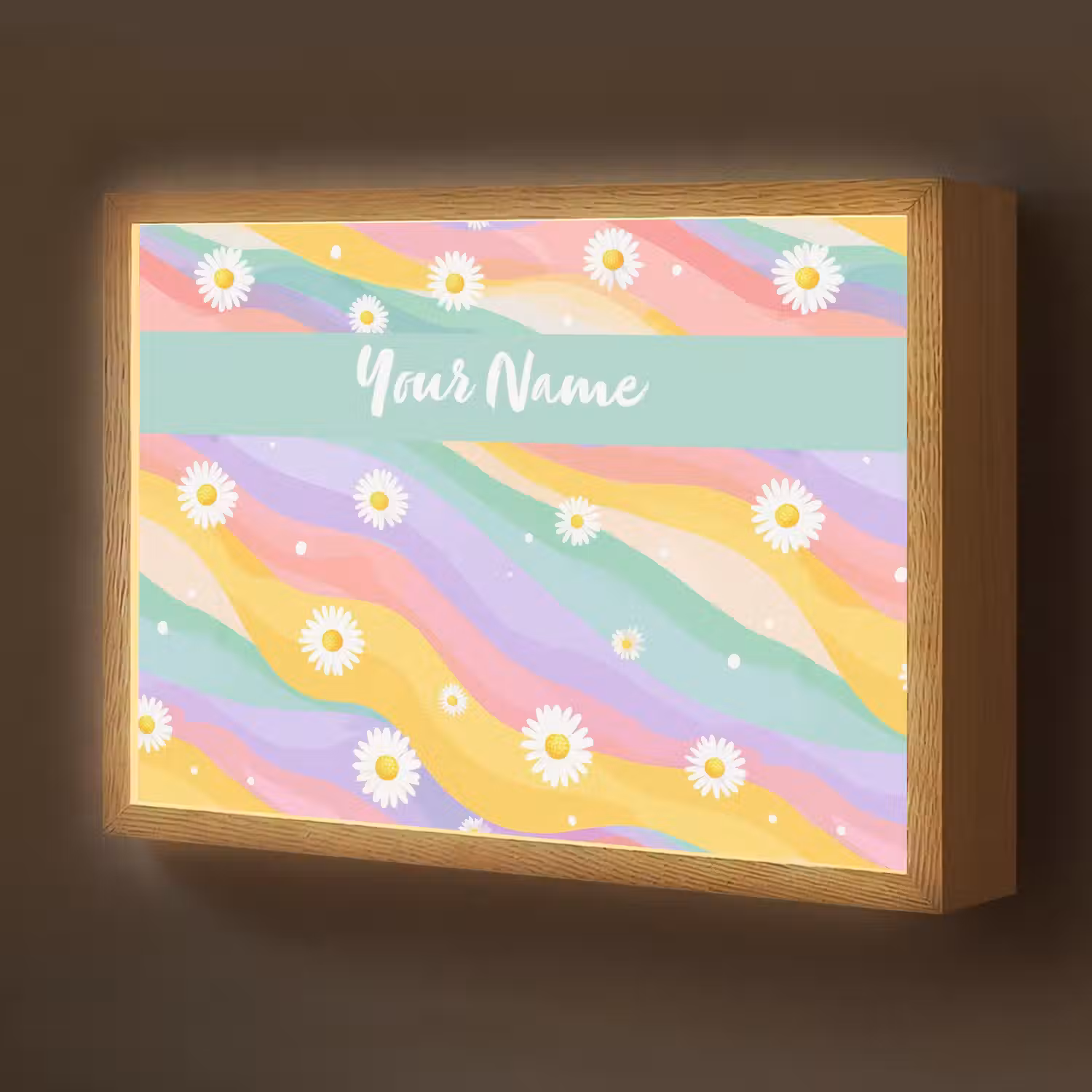 Madeliefjes - Kleurrijk - Pastel Light Box met batterij (Wandlamp kind) middel -z3d_website