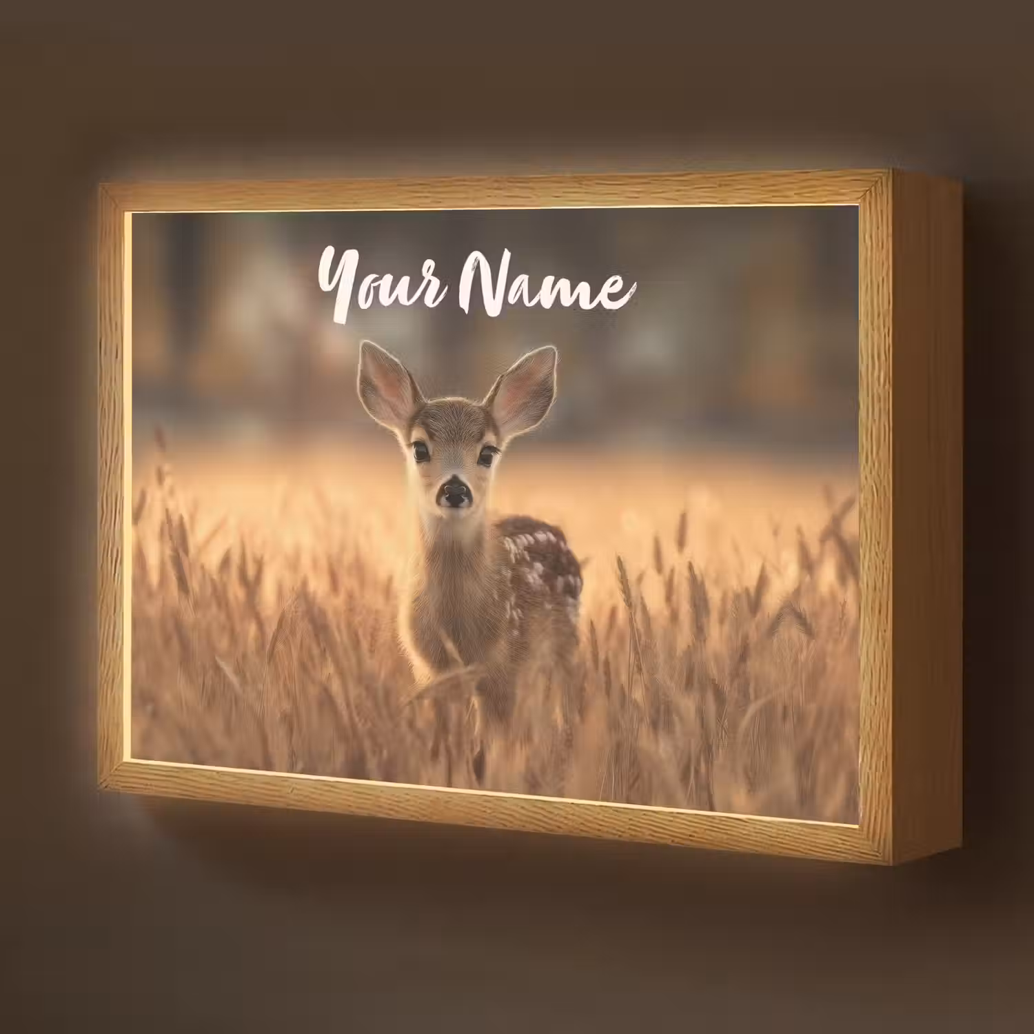 Hert - Graanveld - Bruin Light Box met batterij (Wandlamp kind) middel -z3d_website