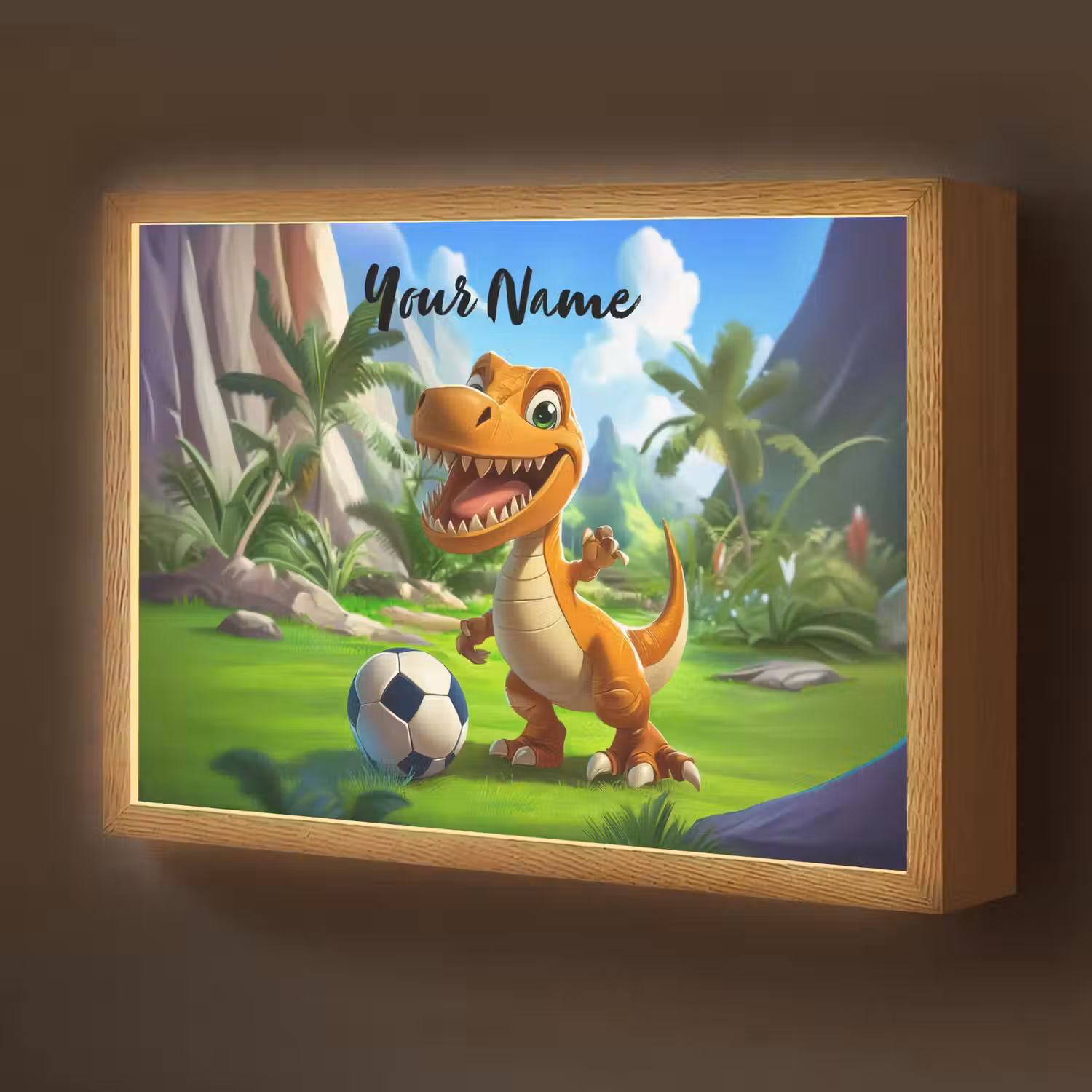 Dino - Voetbal - Groen Light Box met batterij (Wandlamp kind) middel -z3d_website