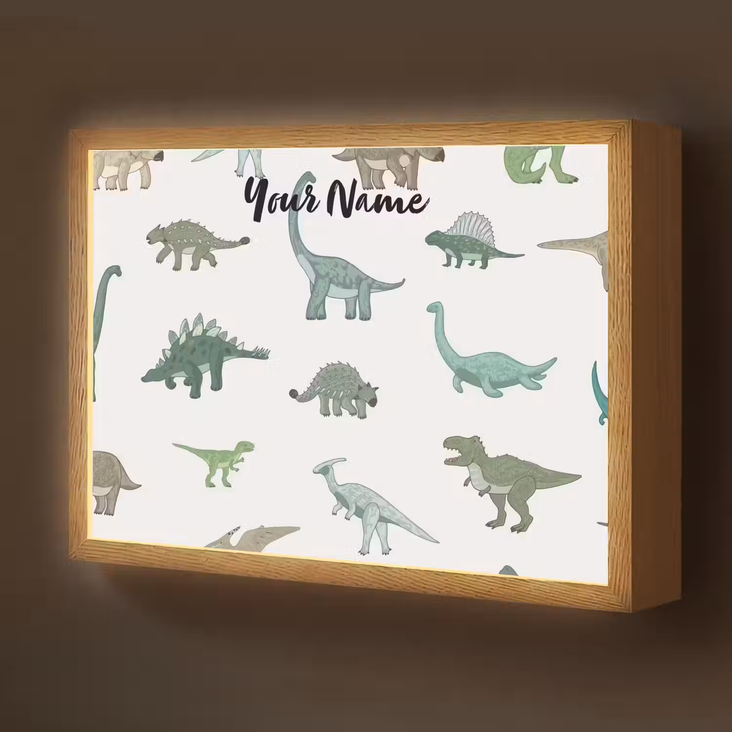 Dino - Groen - Jongens - Dinosaurus - Blauw Light Box met batterij (Wandlamp kind) middel -z3d_website