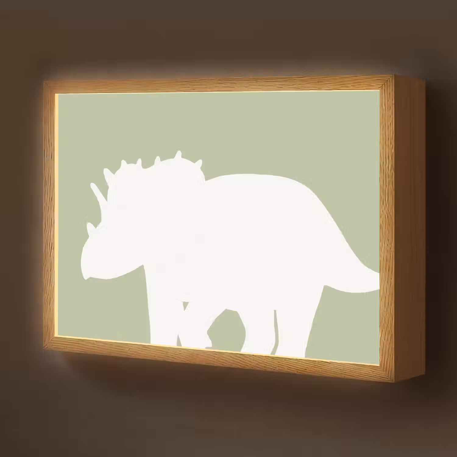Dino - Triceratops - Dinosaurus - Groen Light Box met batterij (Wandlamp kind) middel -z3d_website