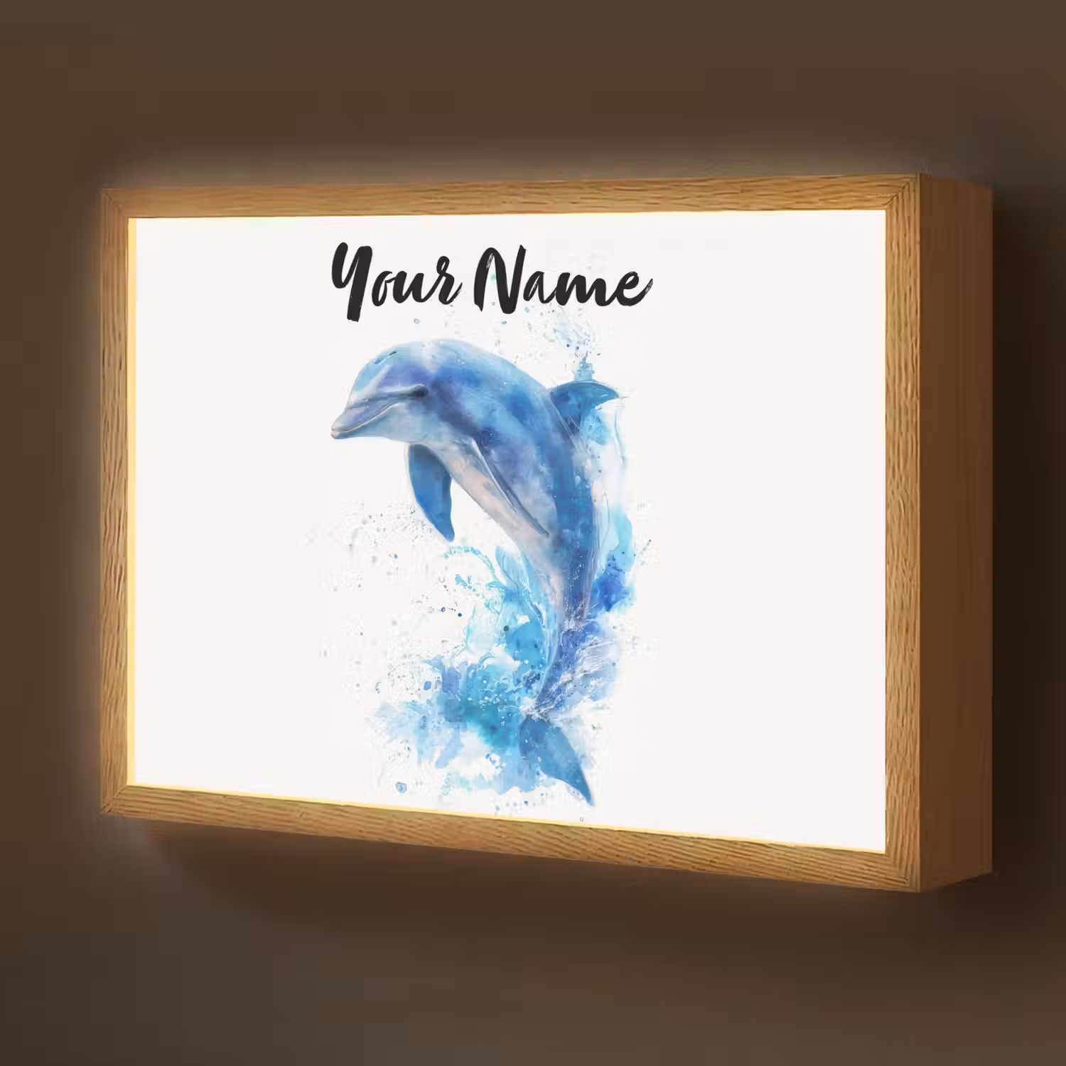 Dolfijn - Water - Blauw Light Box met batterij (Wandlamp kind) middel -z3d_website