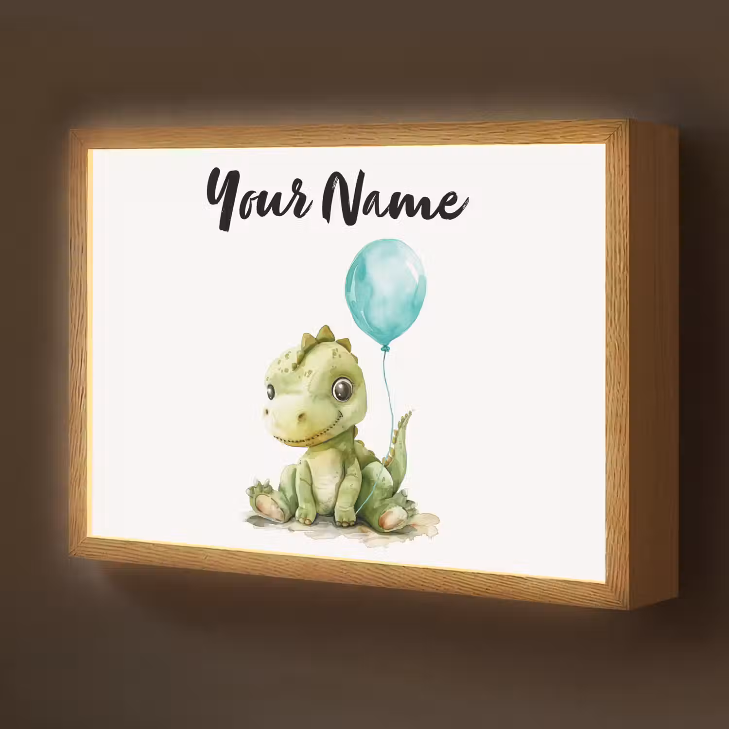 Draak - Baby dier - Blauwe ballon Light Box met batterij (Wandlamp kind) middel -z3d_website