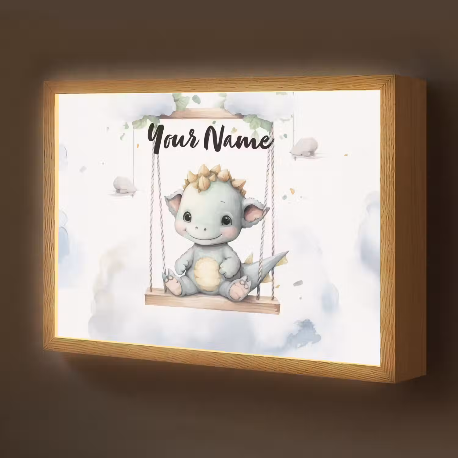 Draak - Baby dier - Kinderen Light Box met batterij (Wandlamp kind) middel -z3d_website