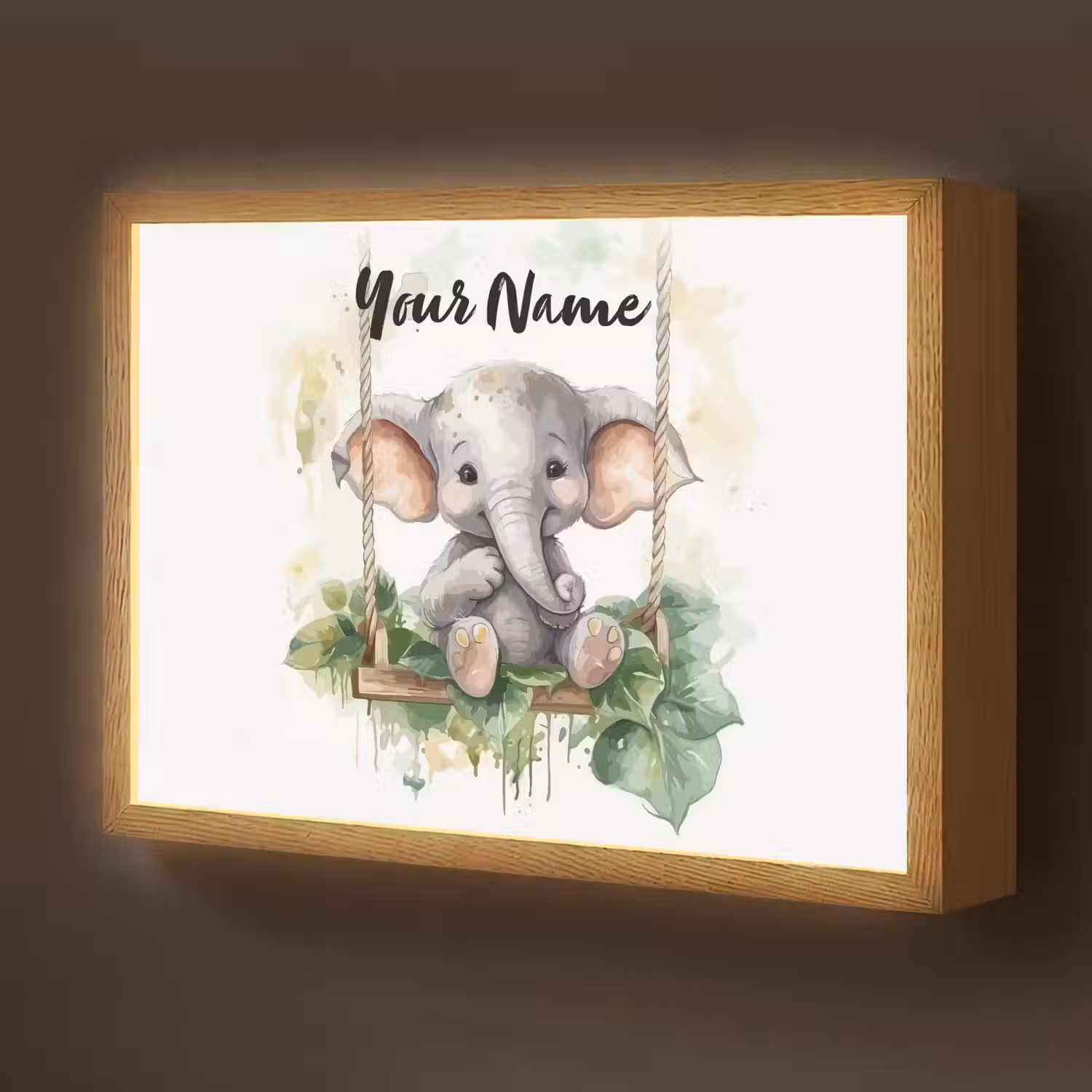 Olifant - Dier - Kinderen - Jungle Light Box met batterij (Wandlamp kind) middel -z3d_website