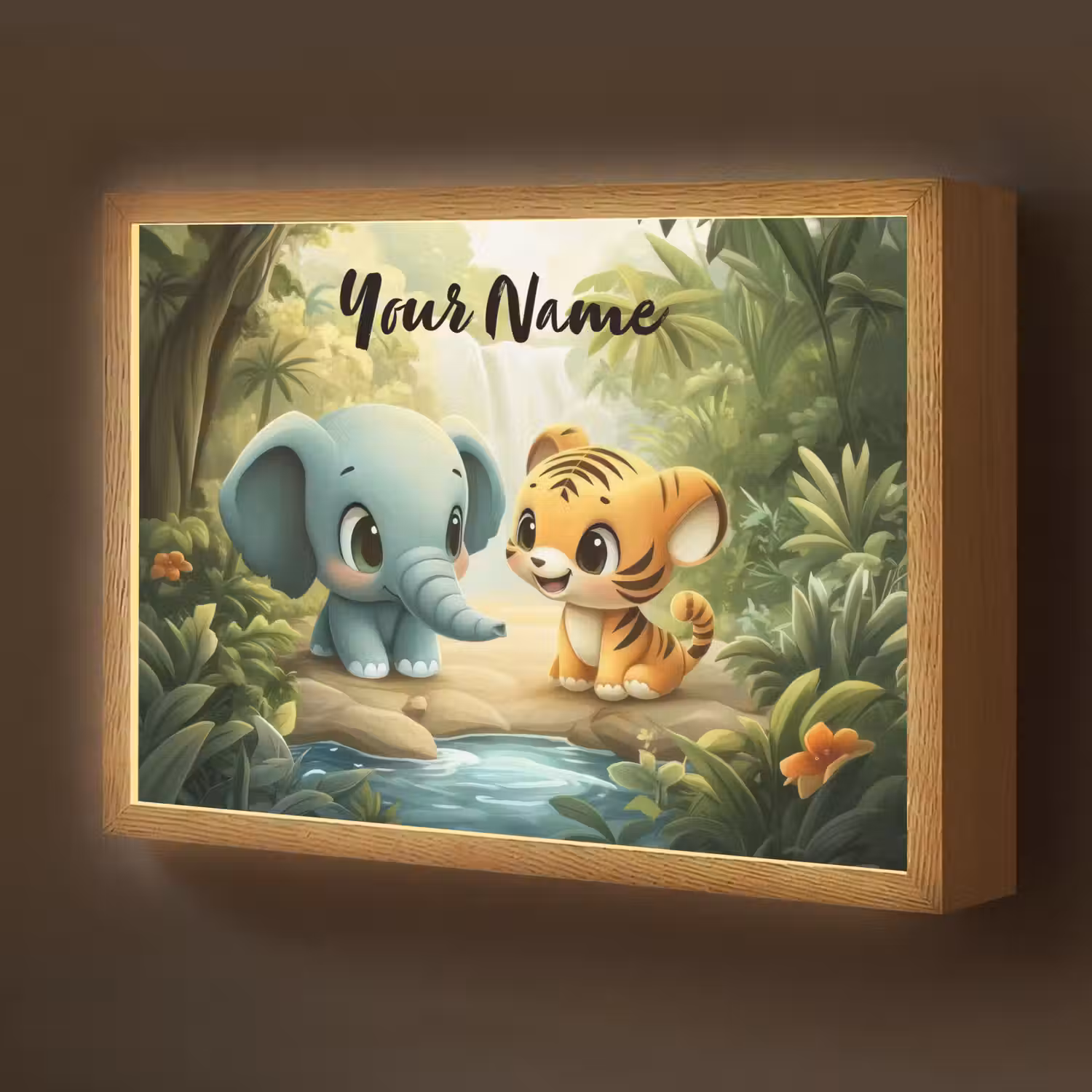 Olifant - Tijger - Bos - Jungle Light Box met batterij (Wandlamp kind) middel -z3d_website