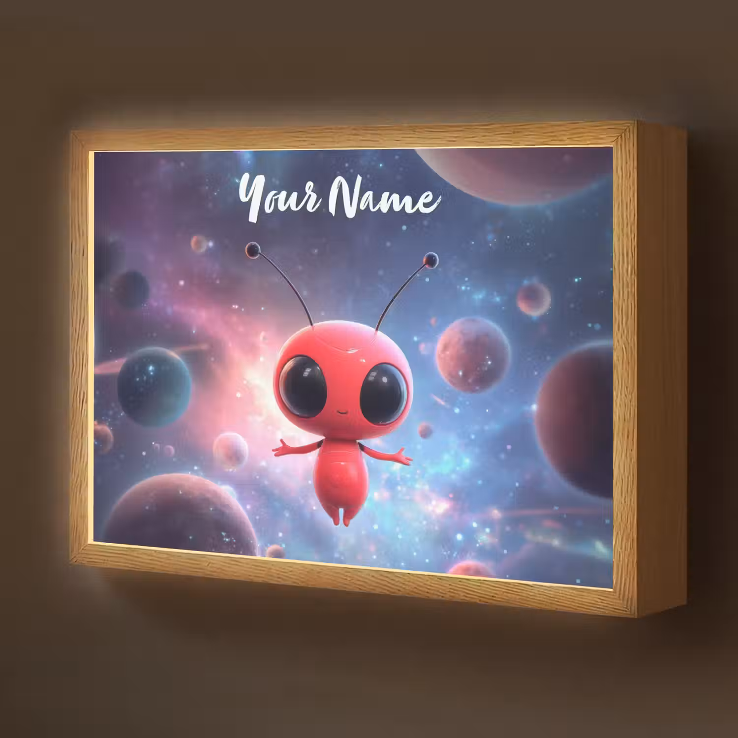 Buitenaards wezen - Rood - Planeten Light Box met batterij (Wandlamp kind) middel -z3d_website
