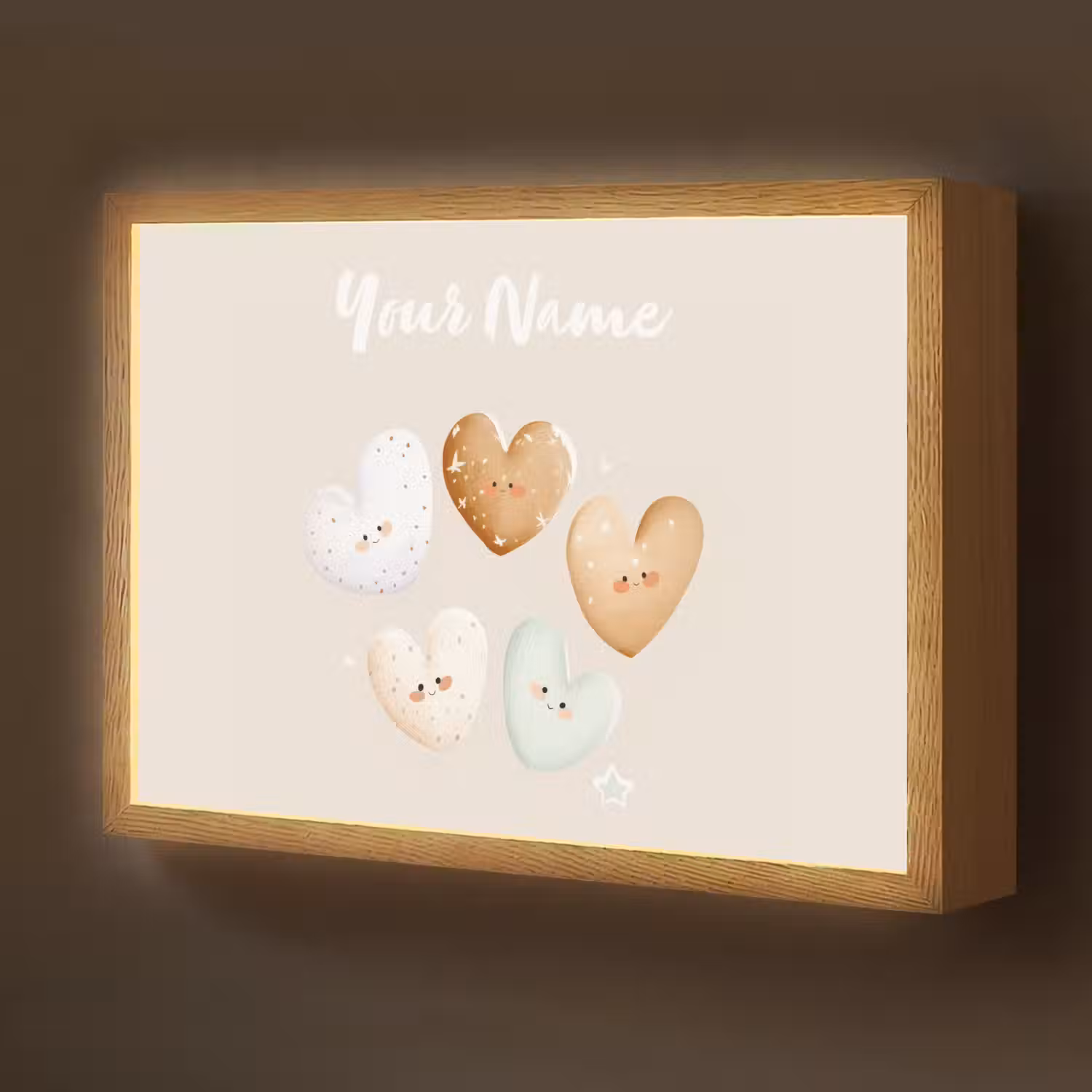 Gezichtjes - Hartjes - Pasteltinten - Sterretjes Light Box met batterij (Wandlamp kind) middel -z3d_website