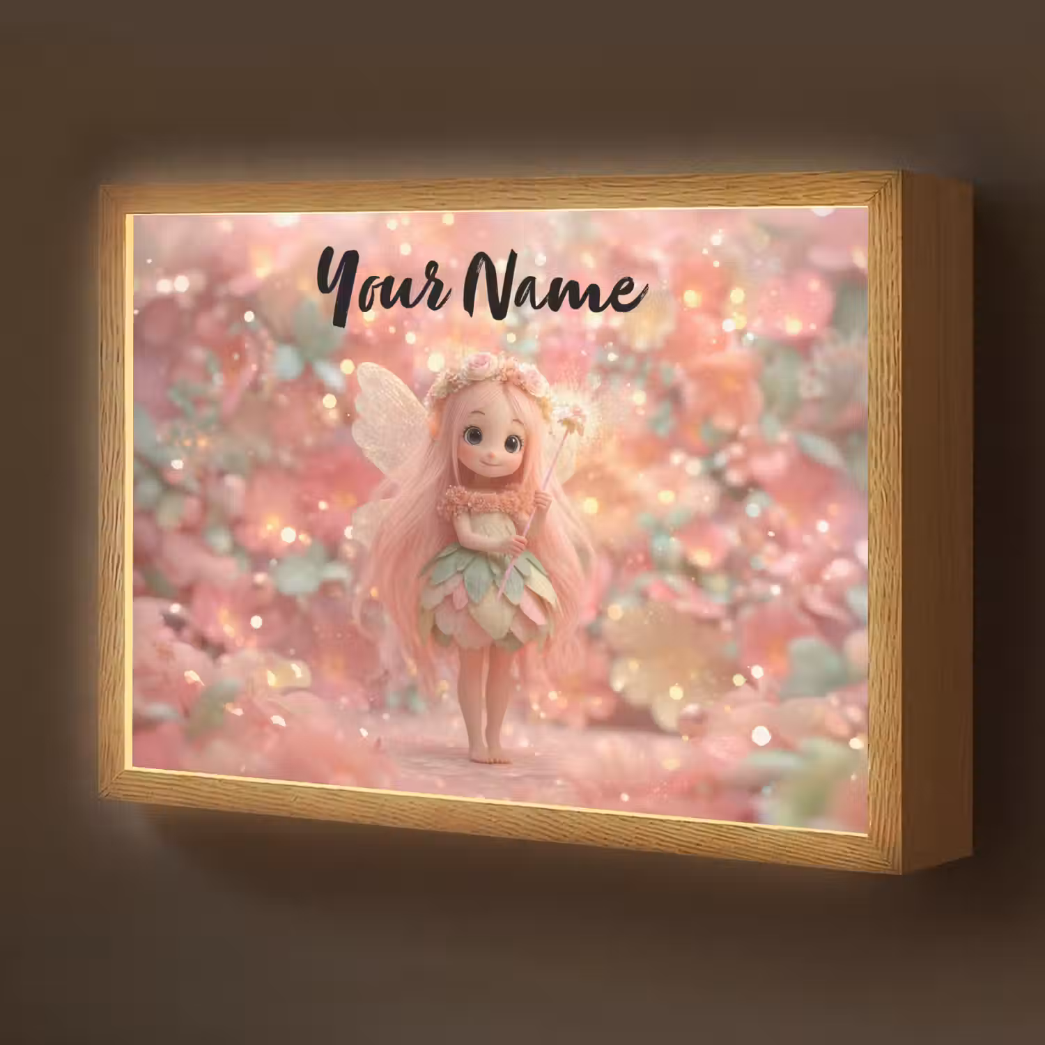 Fee - Bloemen - Roze Light Box met batterij (Wandlamp kind) middel -z3d_website