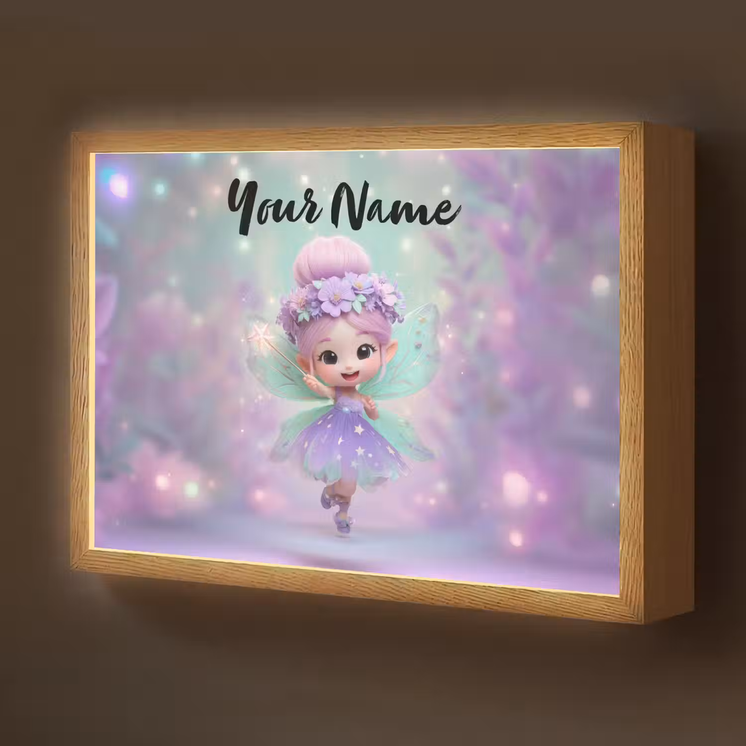 Fee - Paars - Sprookje Light Box met batterij (Wandlamp kind) middel -z3d_website