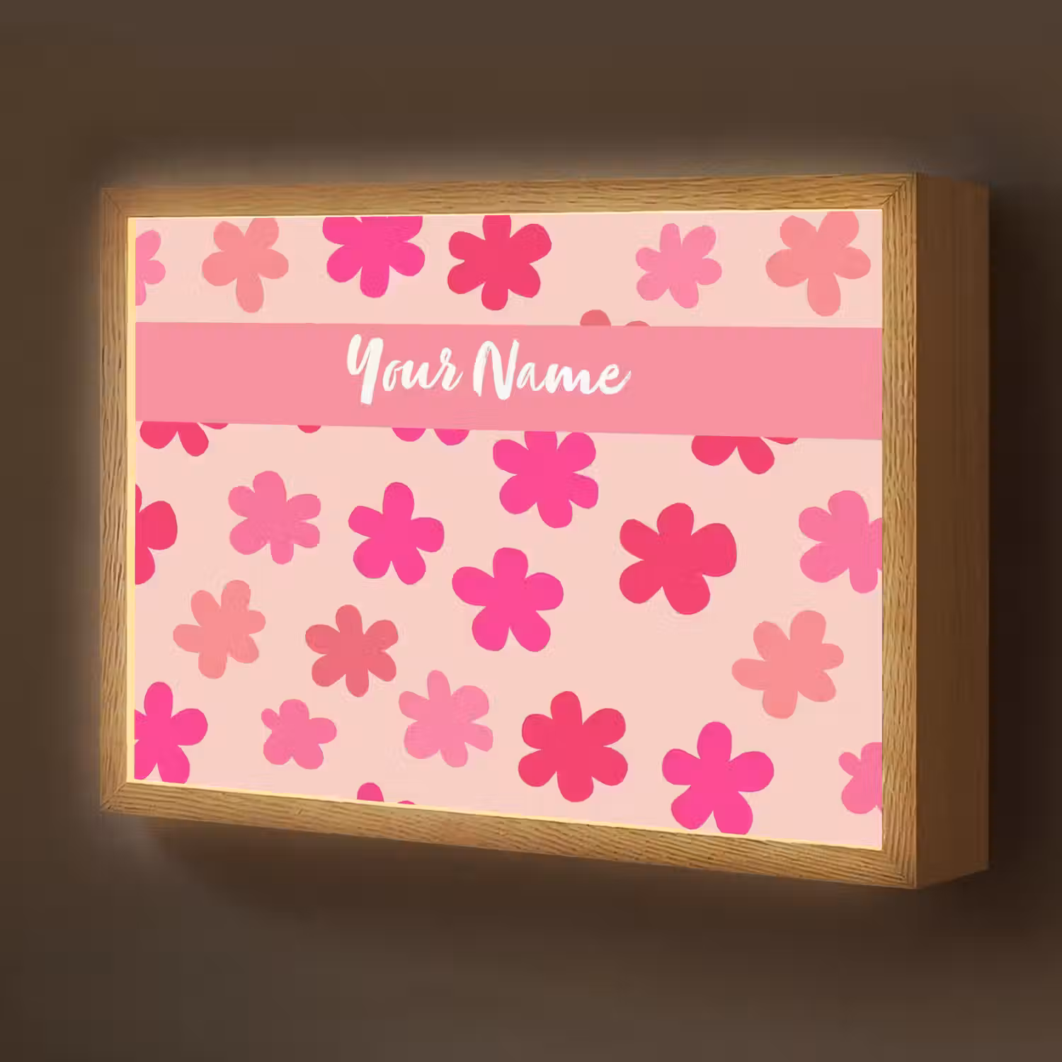 Bloemen - Patroon - Roze Light Box met batterij (Wandlamp kind) middel -z3d_website