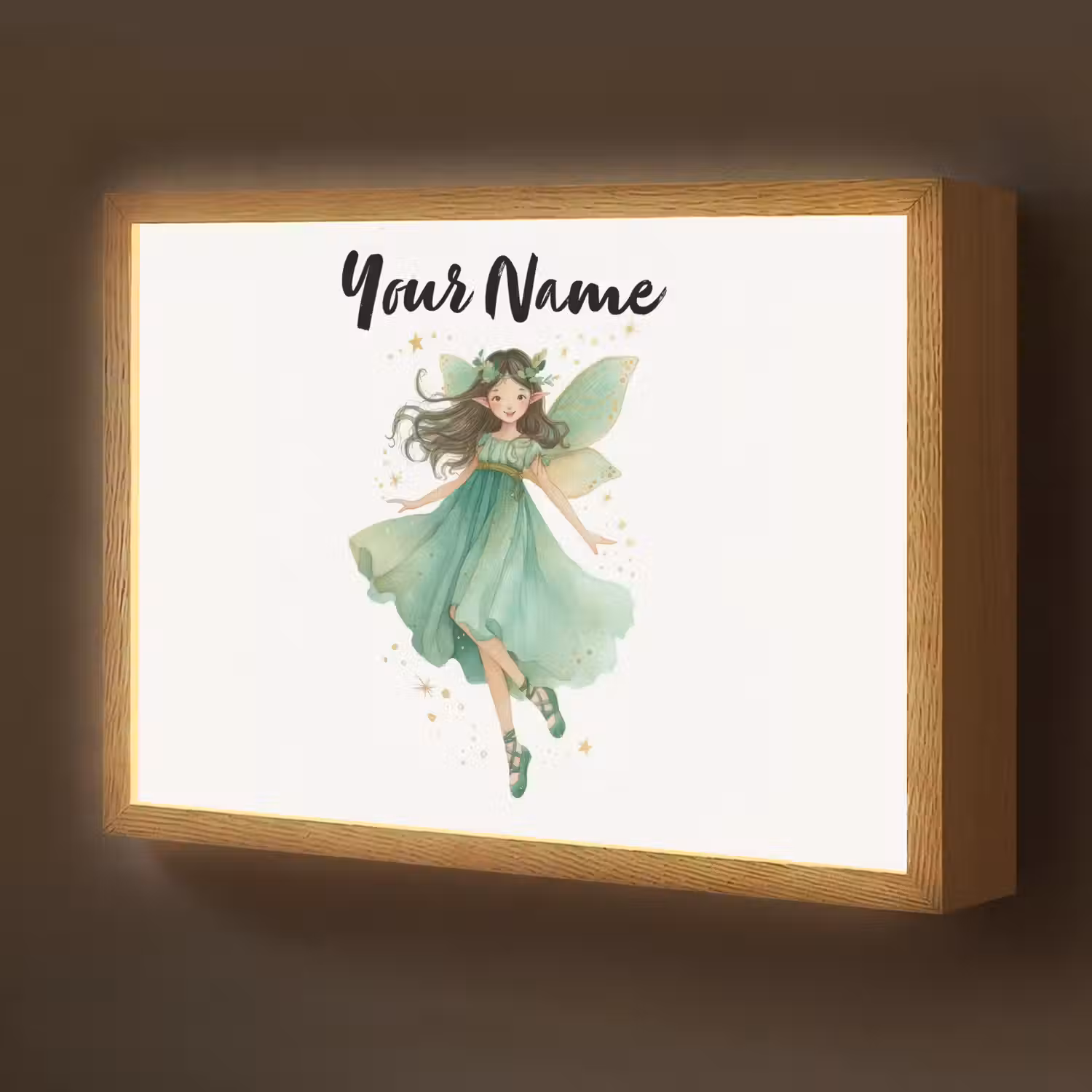Bosfee - Groen - Sprookje Light Box met batterij (Wandlamp kind) middel -z3d_website