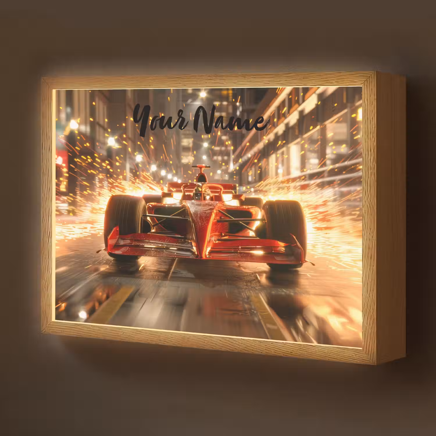 Formule 1 - Auto - Race - Goud - Jongens Light Box met batterij (Wandlamp kind) middel -z3d_website