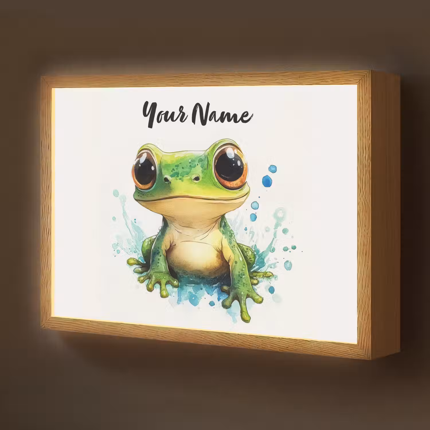 Kikker - Groen - Water - Dieren Light Box met batterij (Wandlamp kind) middel -z3d_website