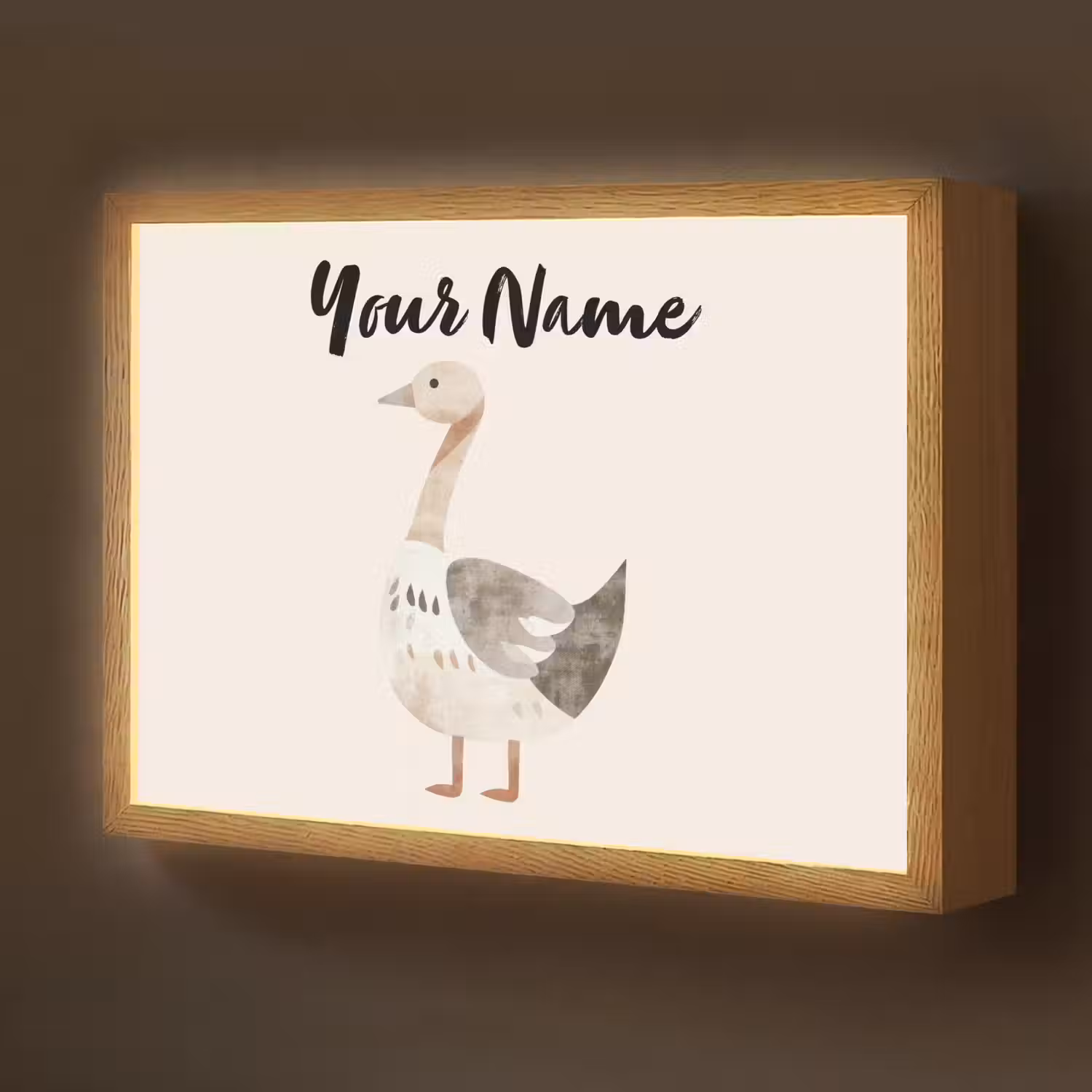 Gans - Dier - Pastel kleuren Light Box met batterij (Wandlamp kind) middel -z3d_website