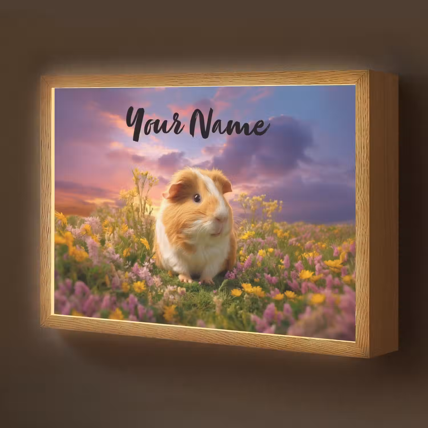 Cavia - Kleurrijk - Bloemen Light Box met batterij (Wandlamp kind) middel -z3d_website