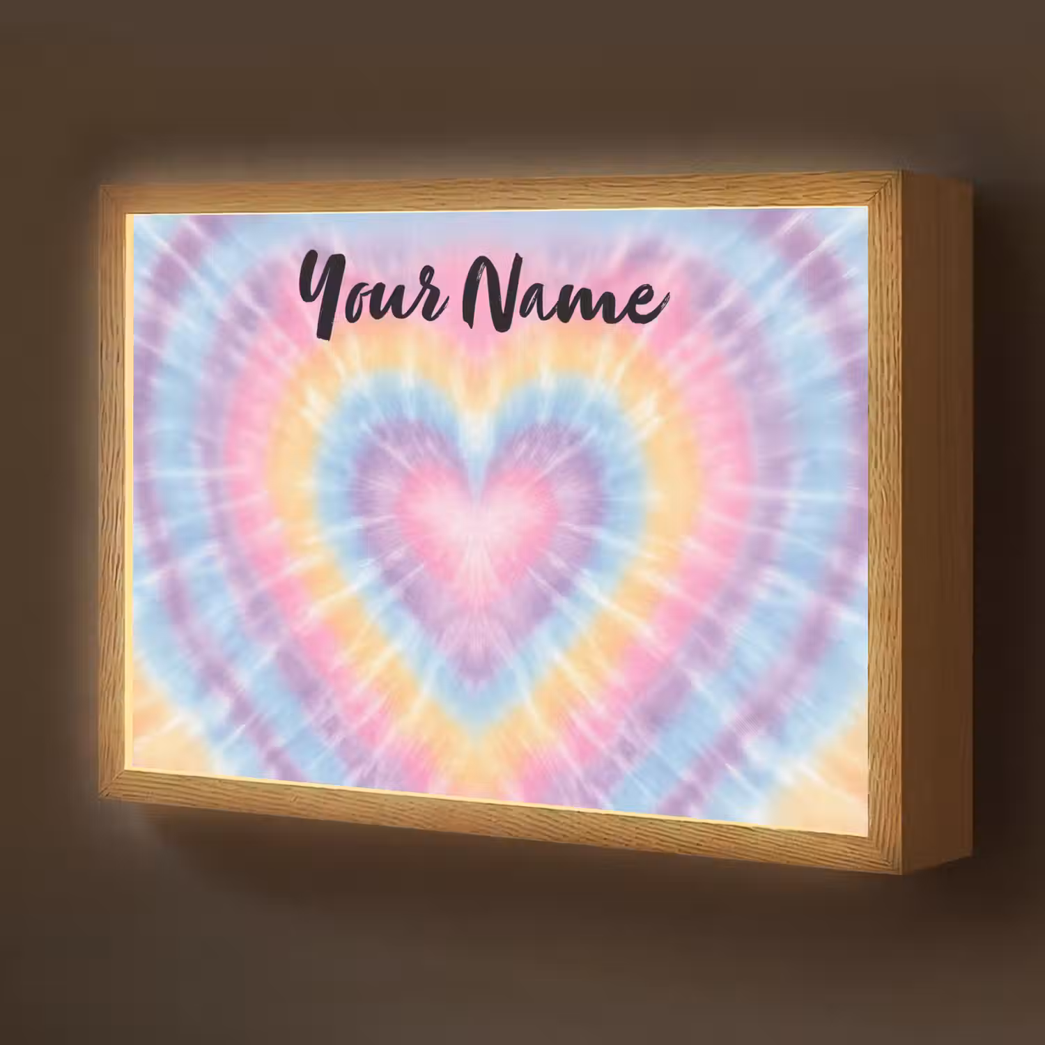 Hartvorm - Tie Dye - Pastelkleuren Light Box met batterij (Wandlamp kind) middel -z3d_website