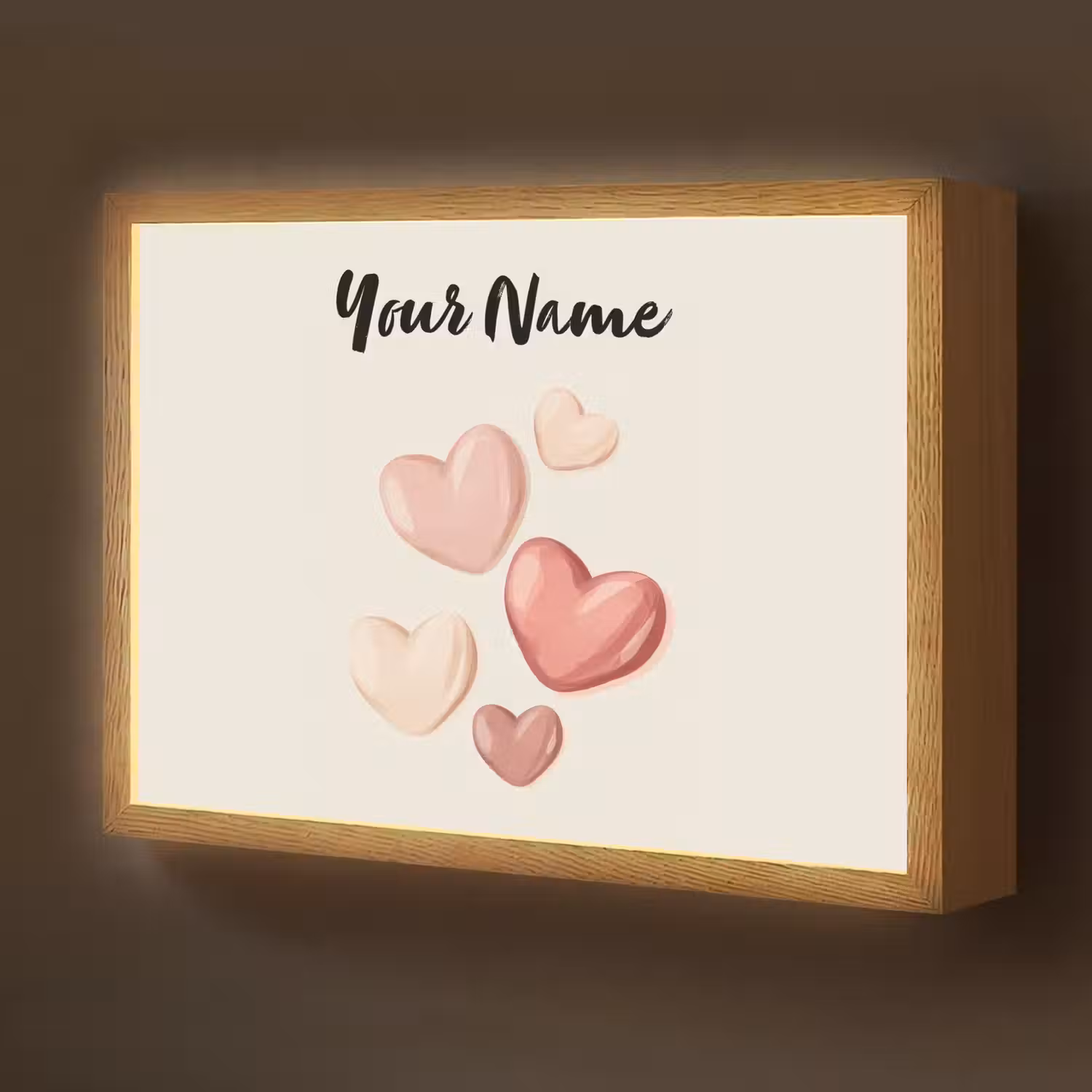 Hartjes - Roze - Minimalistisch - Illustratie Light Box met batterij (Wandlamp kind) middel -z3d_website