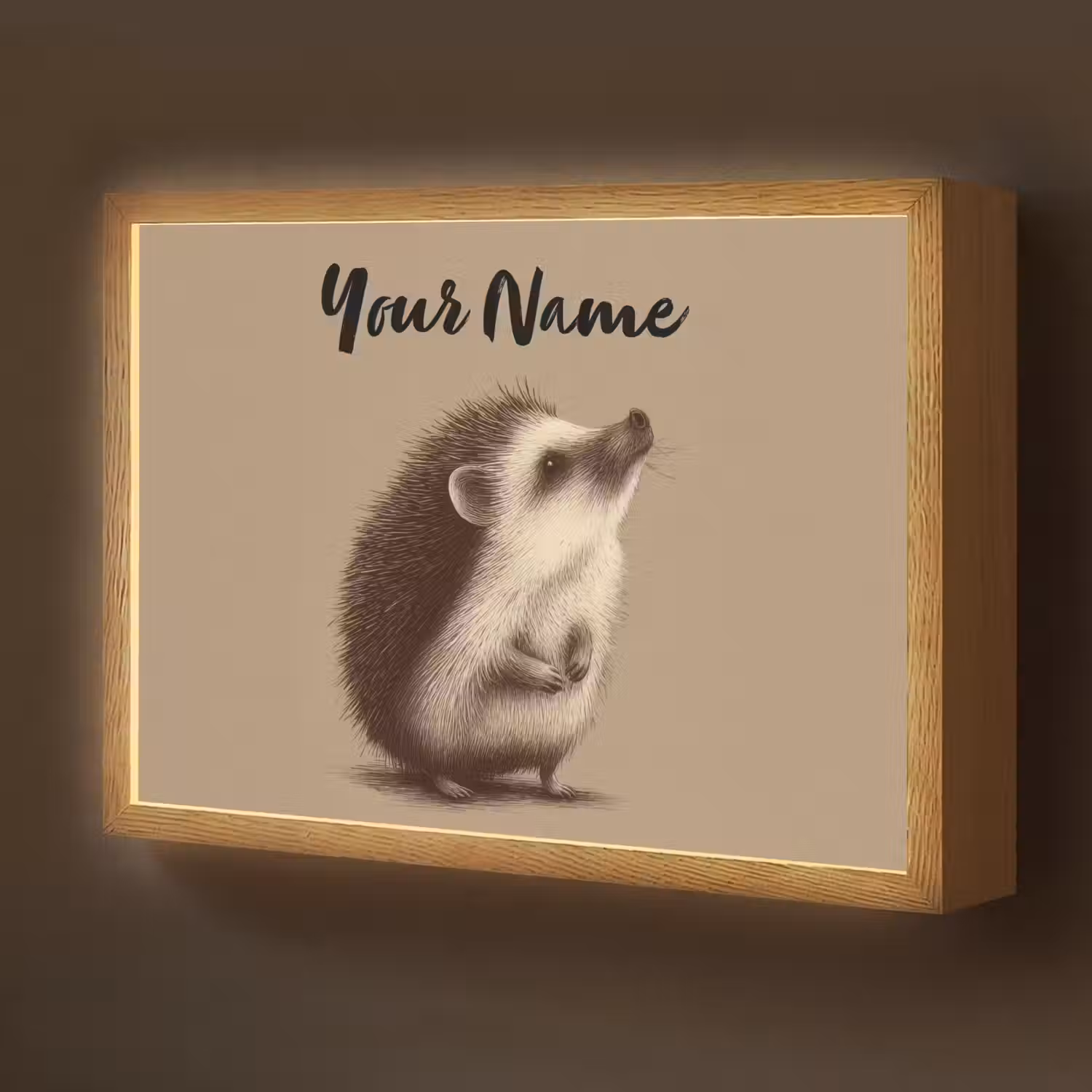 Egel - Snuitje - Bruin - Stekels Light Box met batterij (Wandlamp kind) middel -z3d_website