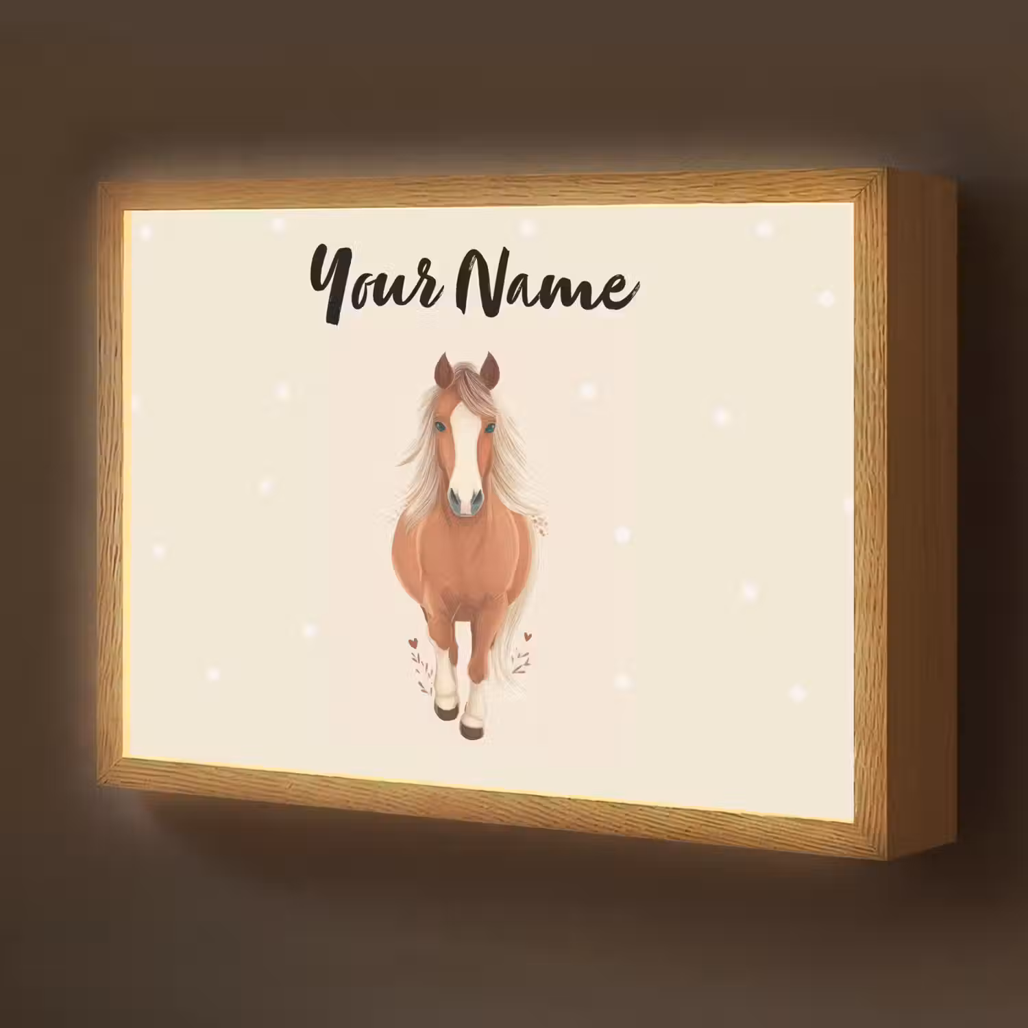 Paard - Galop - Bruin - Stippen Light Box met batterij (Wandlamp kind) middel -z3d_website